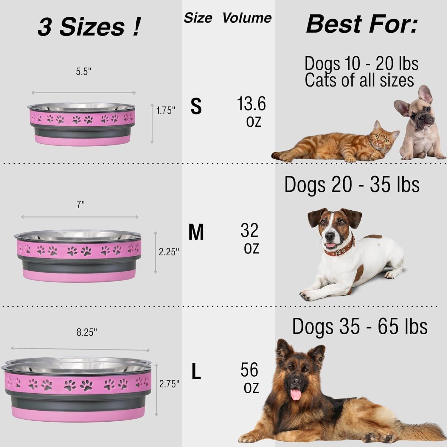 Tazón para Perros Loving Pets Corsa Acero Inoxidable 14cm Rosa