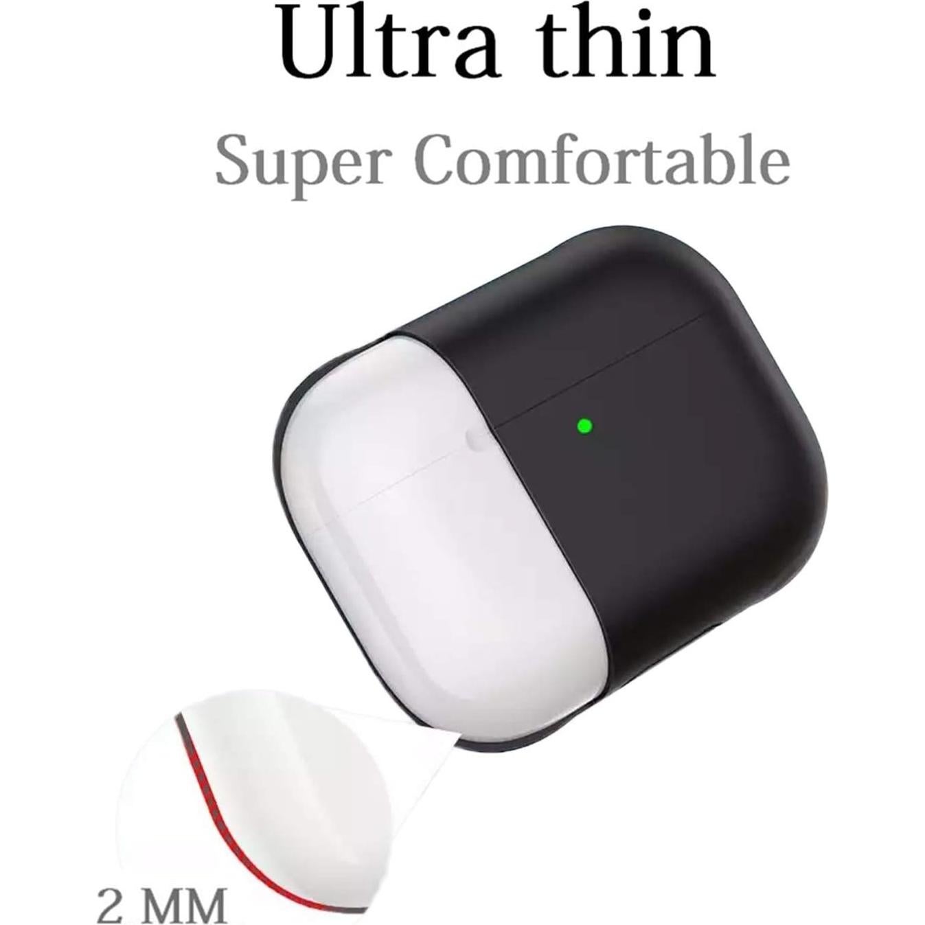 Upgradation Silicon Cover Compatible with Airpods Pro Ultra-Thin Soft Case Protection No Keychain (Black)