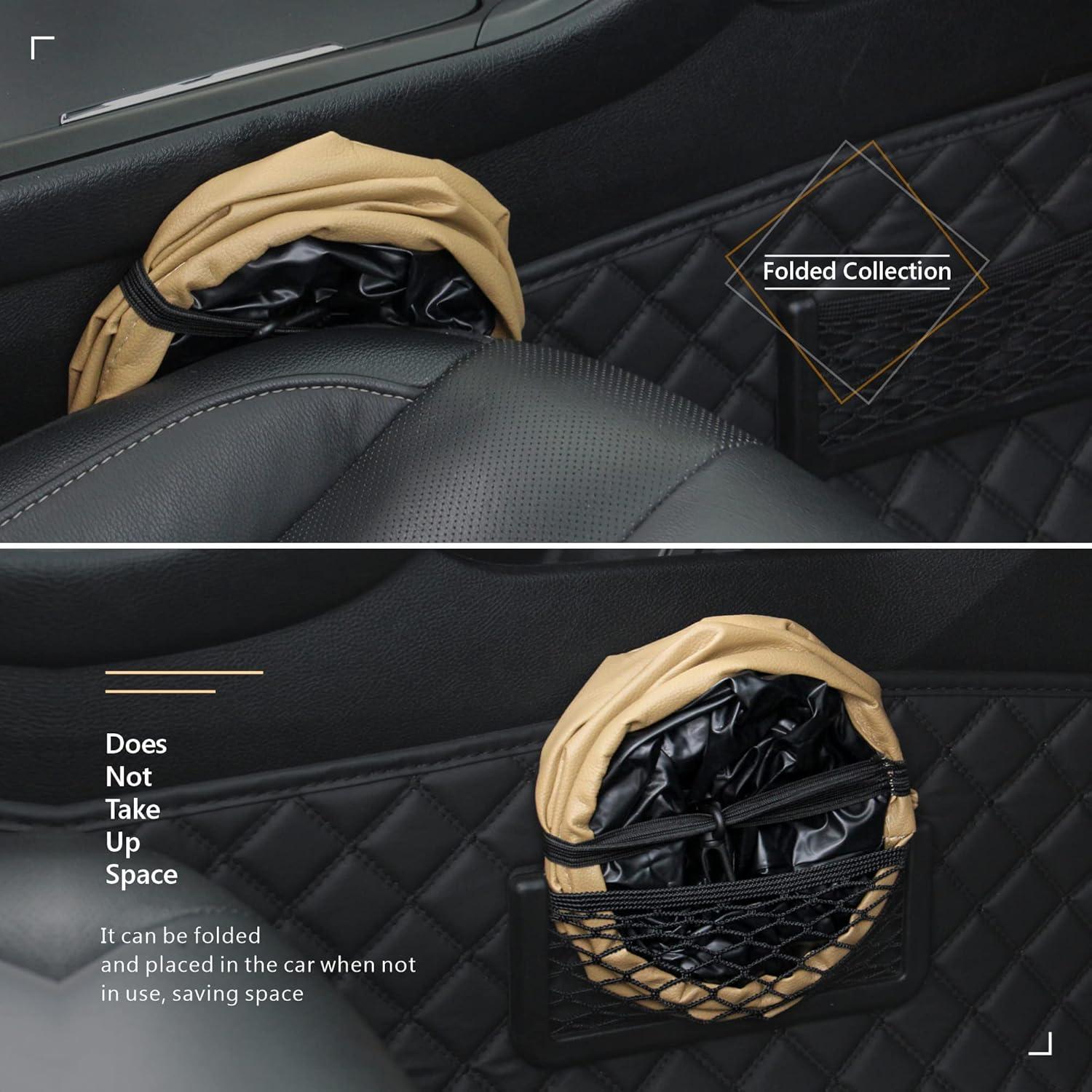 Basurero de Coche Ottdien Plegable Impermeable Beige 16x16x20cm