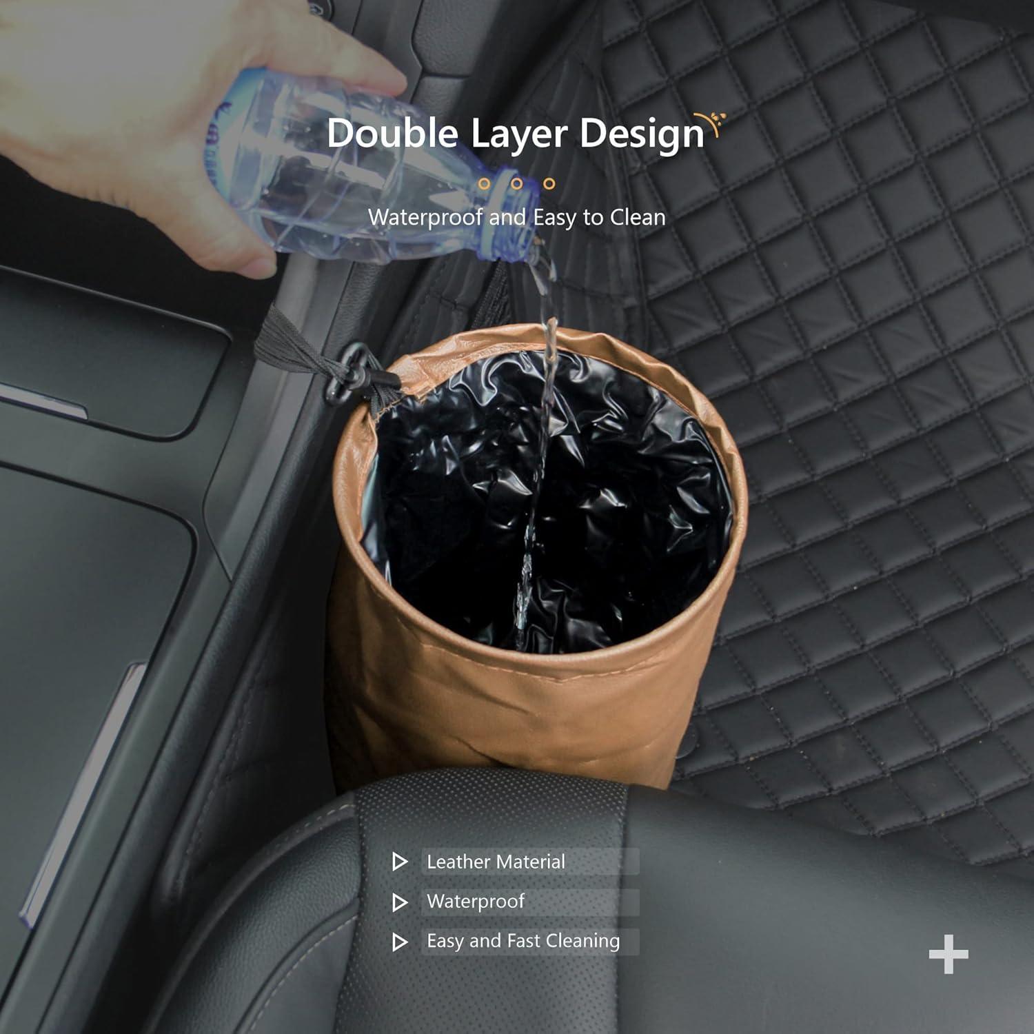 Basurero de Coche Ottdien Plegable Impermeable Beige 16x16x20cm