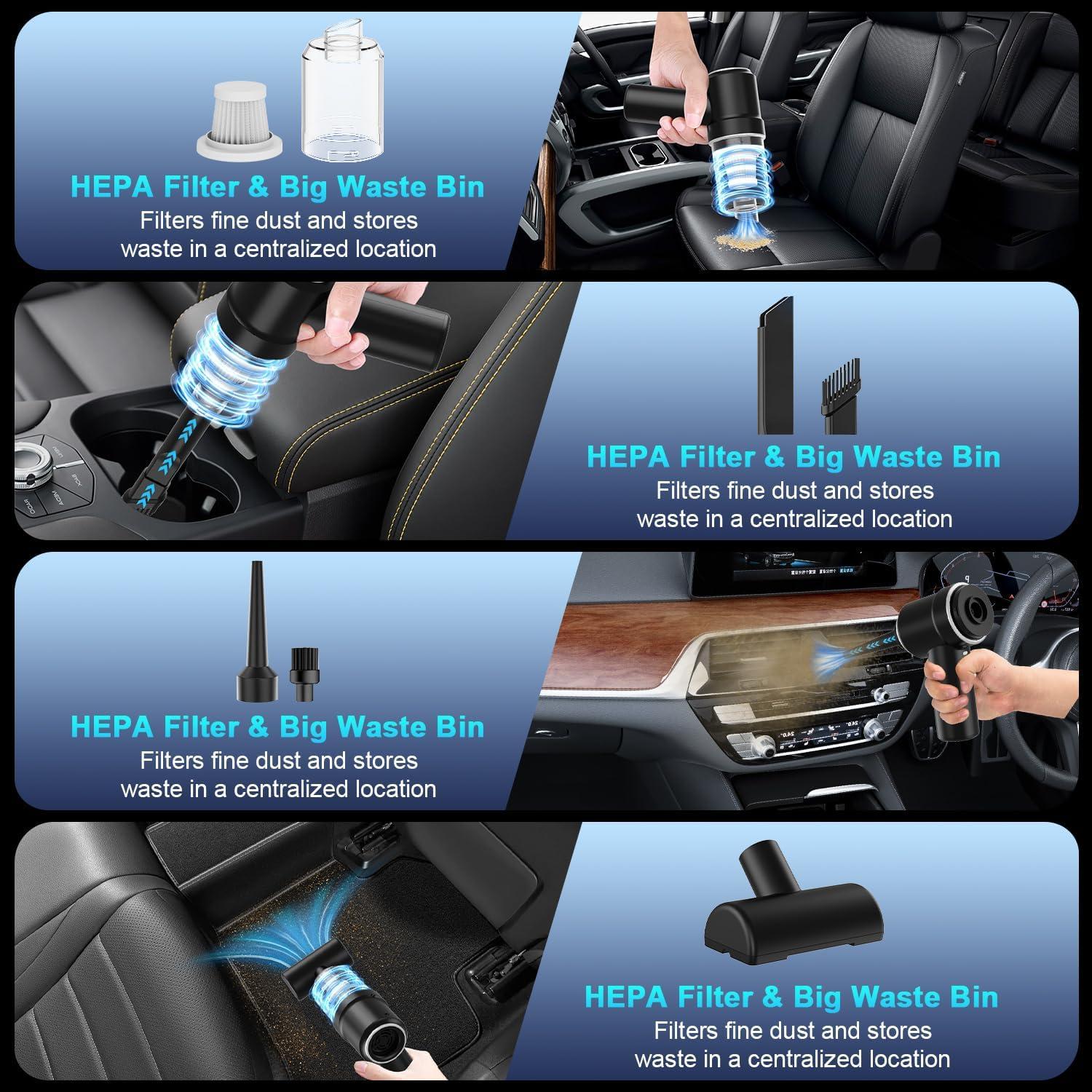 Aspiradora de Mano Inalámbrica HCRTGAY 13000pa con Luz LED