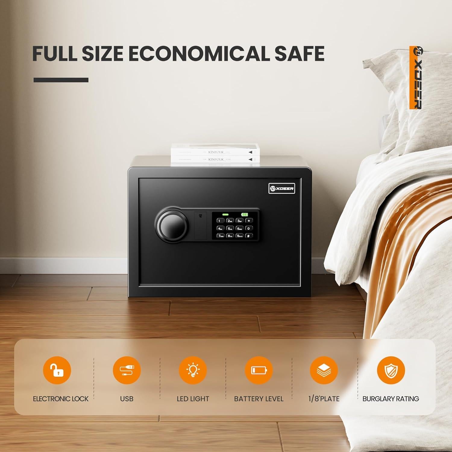 Caja Fuerte Biométrica XDeer 0.78 Pies Cúbicos Seguridad