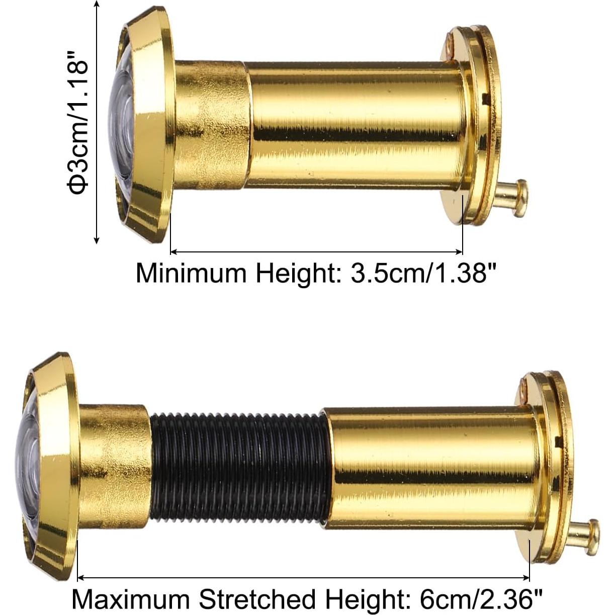 Mirilla de Puerta PATIKIL 16mm Dorado con Cubierta de Privacidad
