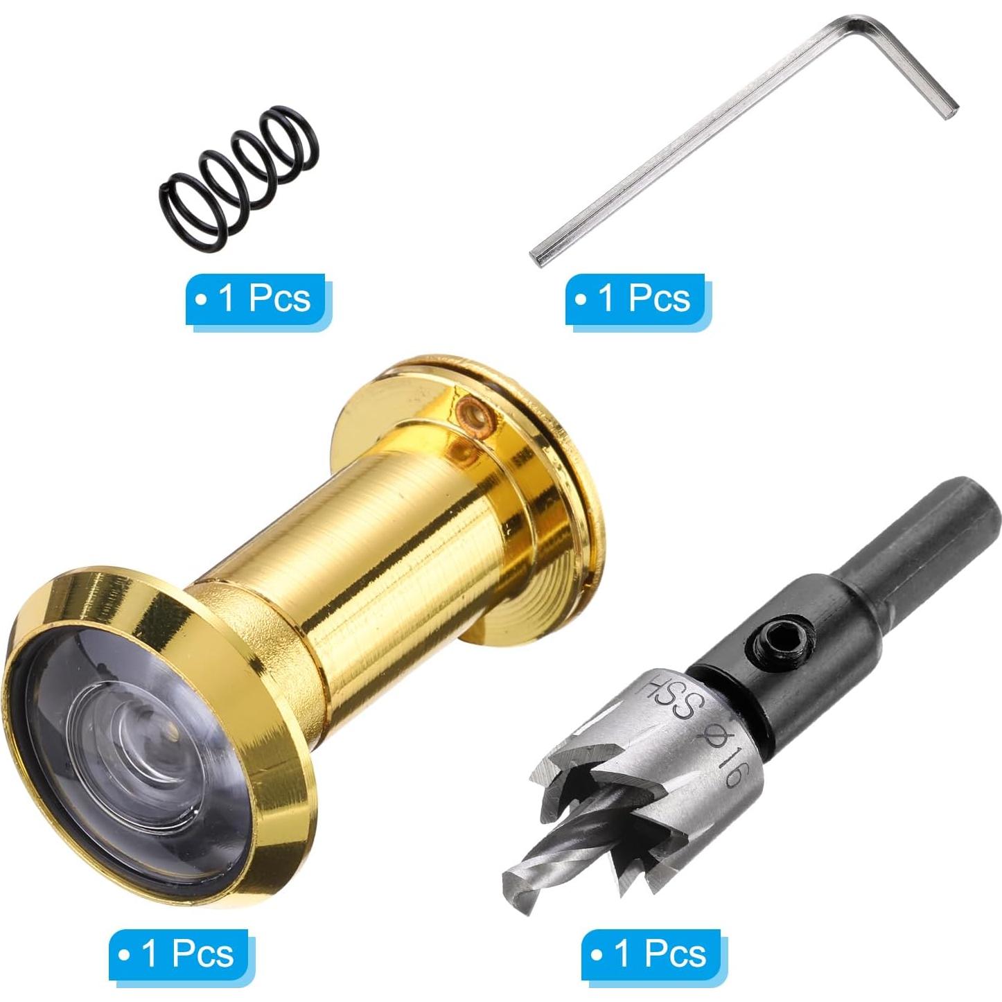 Mirilla de Puerta PATIKIL 16mm Dorado con Cubierta de Privacidad