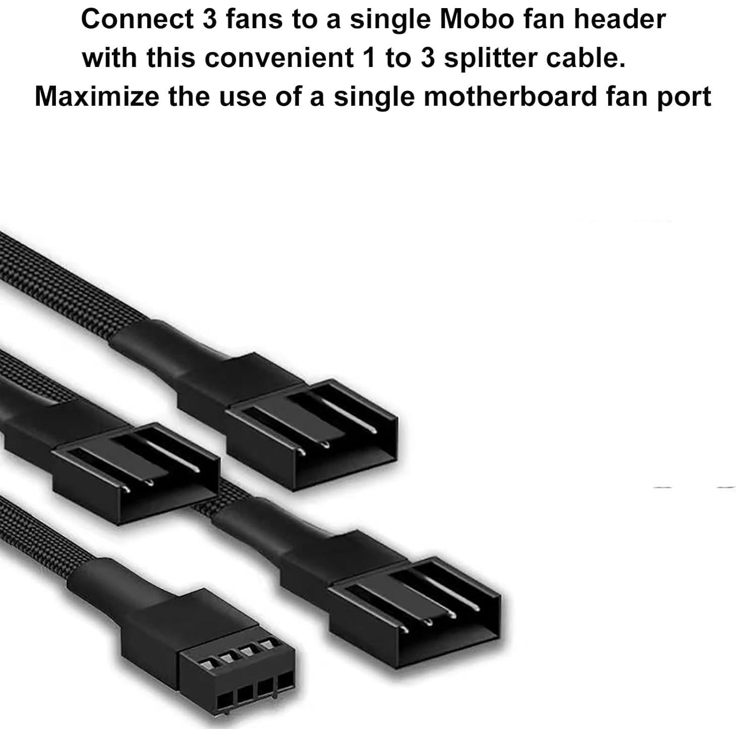 Cable divisor de ventilador PWM 3 vías 4 pines Yomgam 30 cm - 2 paquetes