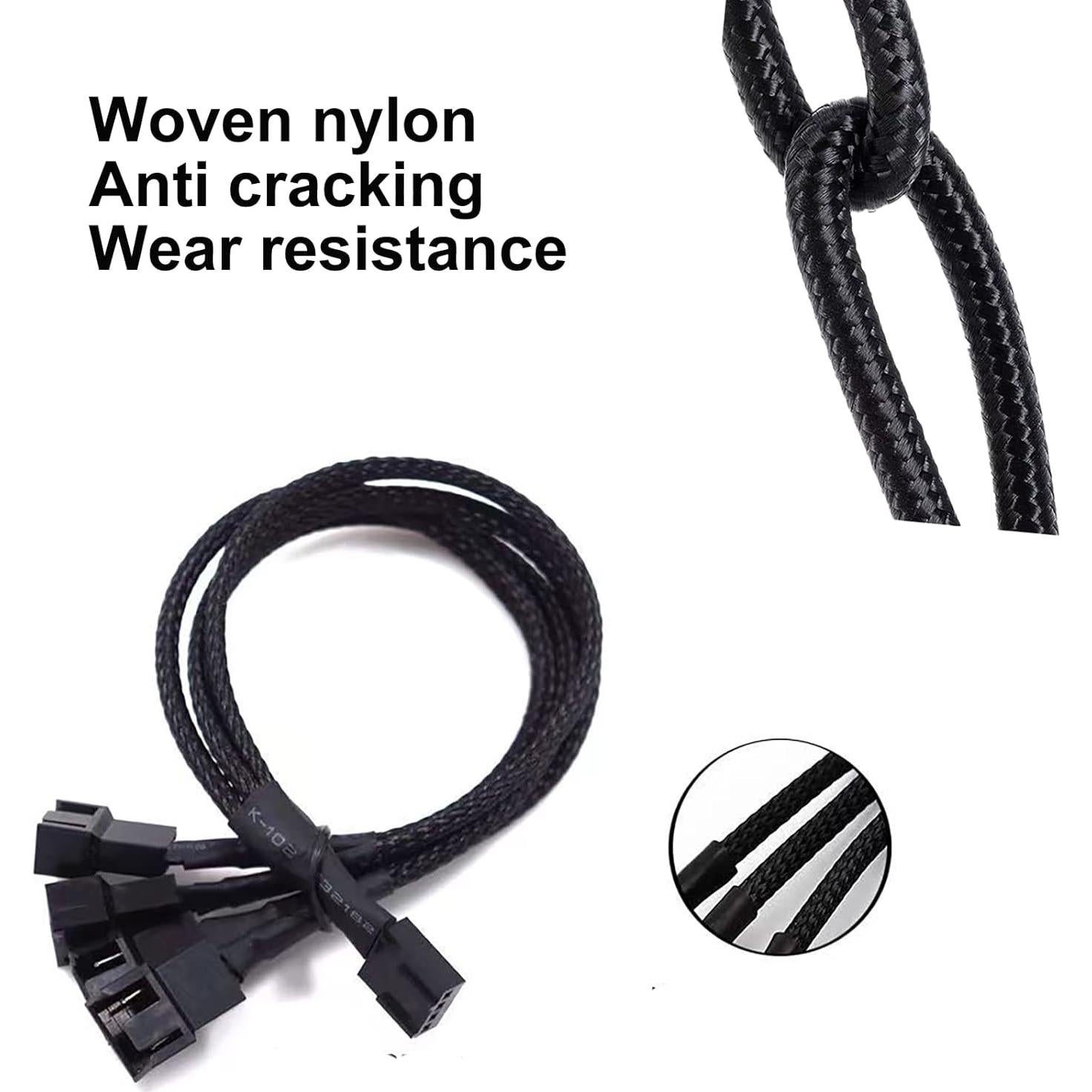 Cable divisor de ventilador PWM 3 vías 4 pines Yomgam 30 cm - 2 paquetes