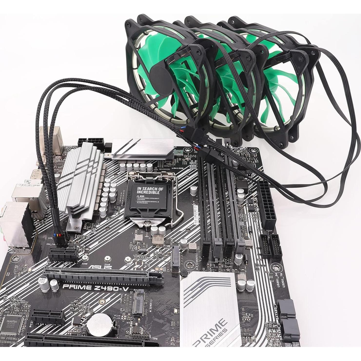 Cable divisor de ventilador PWM 3 vías 4 pines Yomgam 30 cm - 2 paquetes