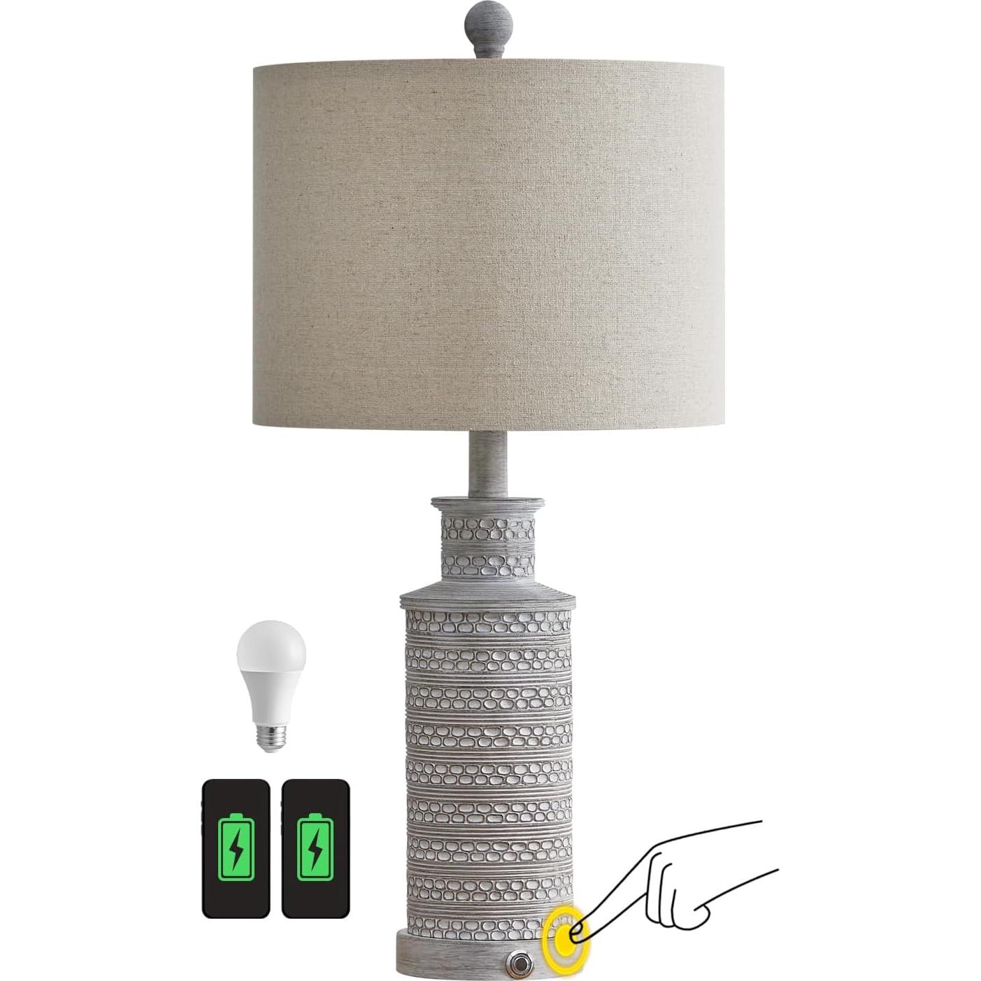 Lámpara de Mesa Táctil Dimmable 3 Niveles USB Lingmei