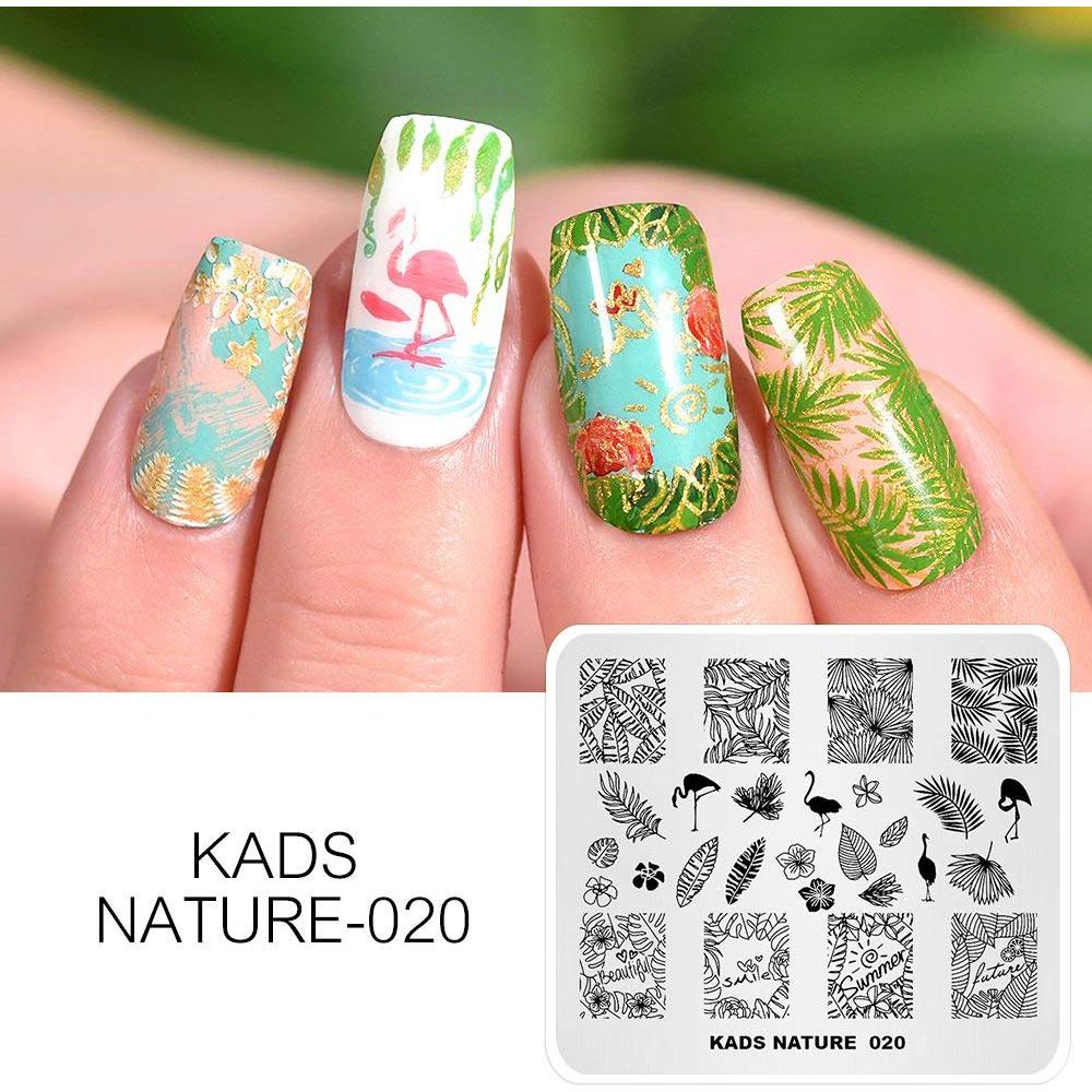 Plantillas de Estampado de Uñas KADS - 4 Placas Acero Inoxidable