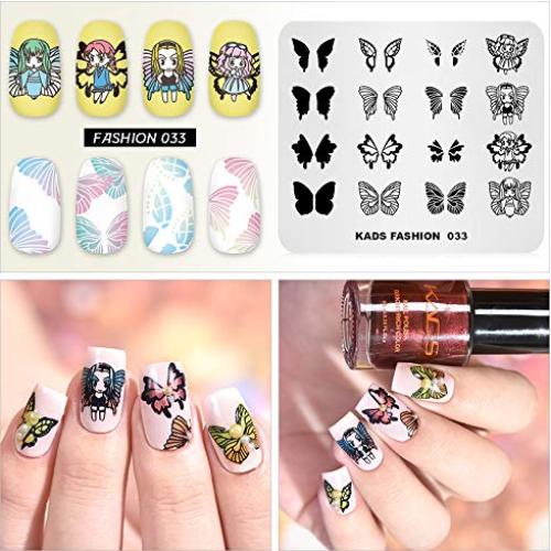 Plantillas de Estampado de Uñas KADS - 4 Placas Acero Inoxidable
