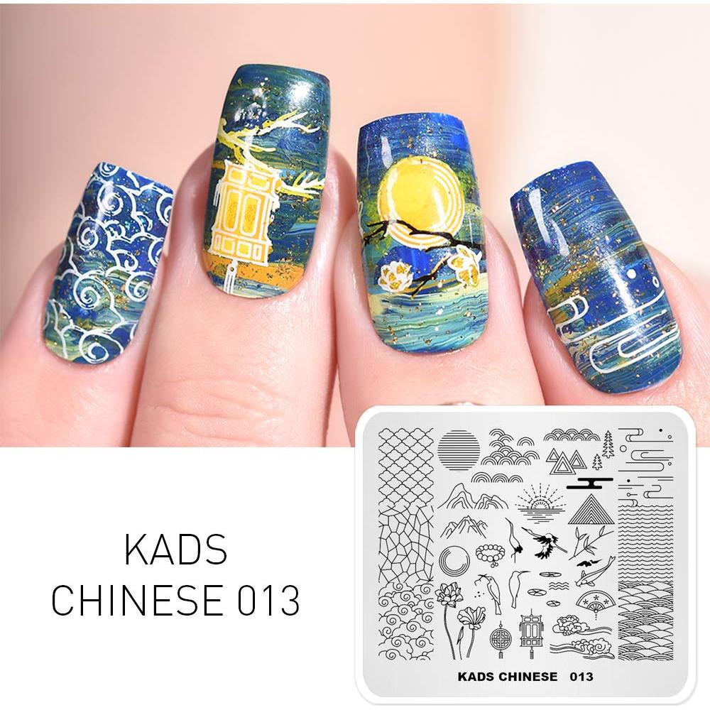 Plantillas de Estampado de Uñas KADS - 4 Placas Acero Inoxidable
