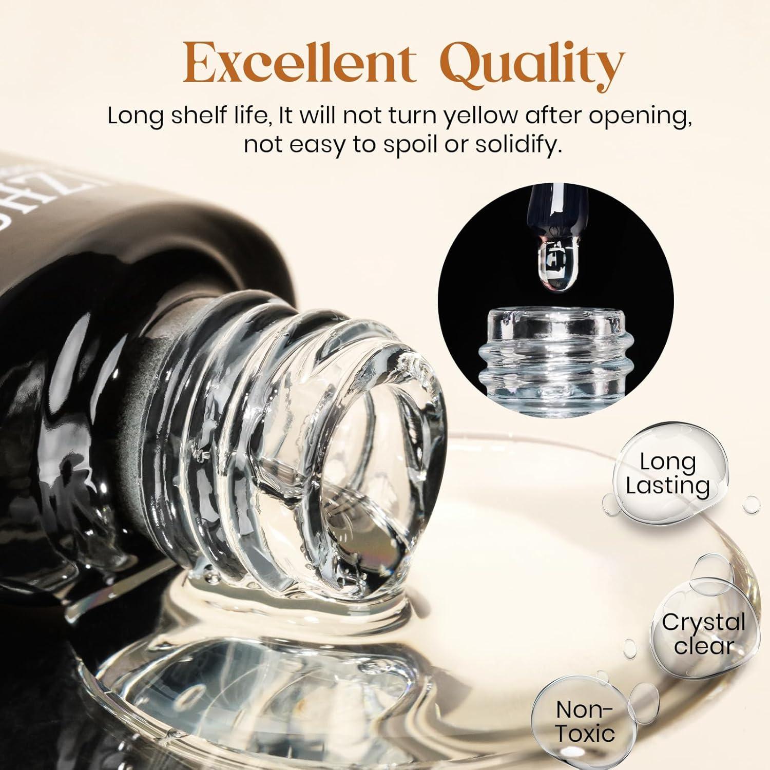 MIZHSE Set Gel Top y Base Coat 3PCS, Esmalte en Gel Larga Duración