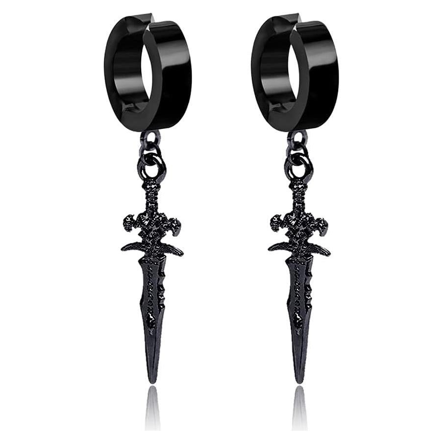 Pendientes de Aro Colgantes Punk de Espada Negra Oidims - Hipoalergénicos