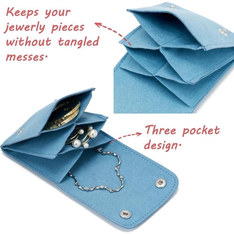 Bolsas de Joyería WSXBAGY Microfibra 3 Pcs 7.62cm Azul