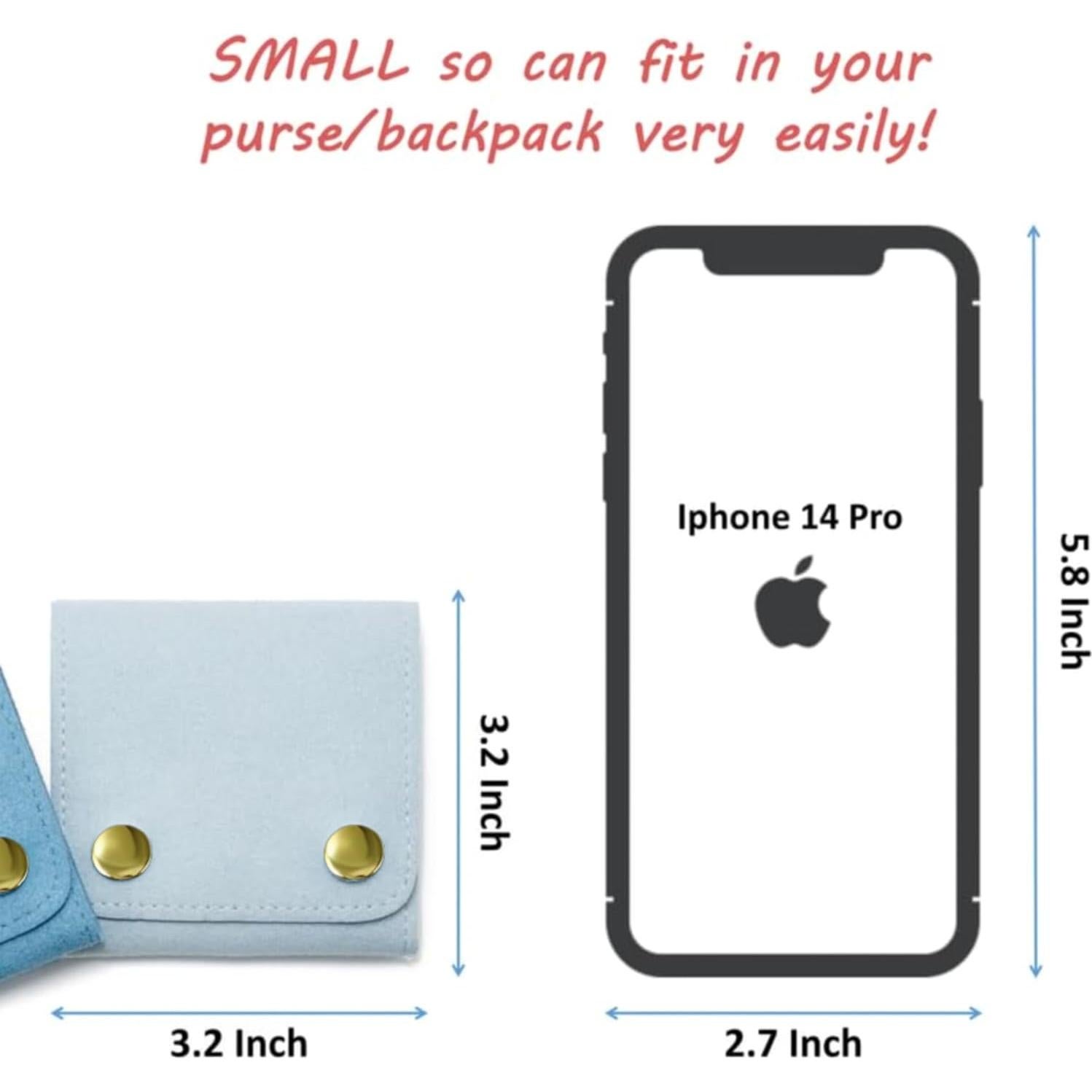 Bolsas de Joyería WSXBAGY Microfibra 3 Pcs 7.62cm Azul