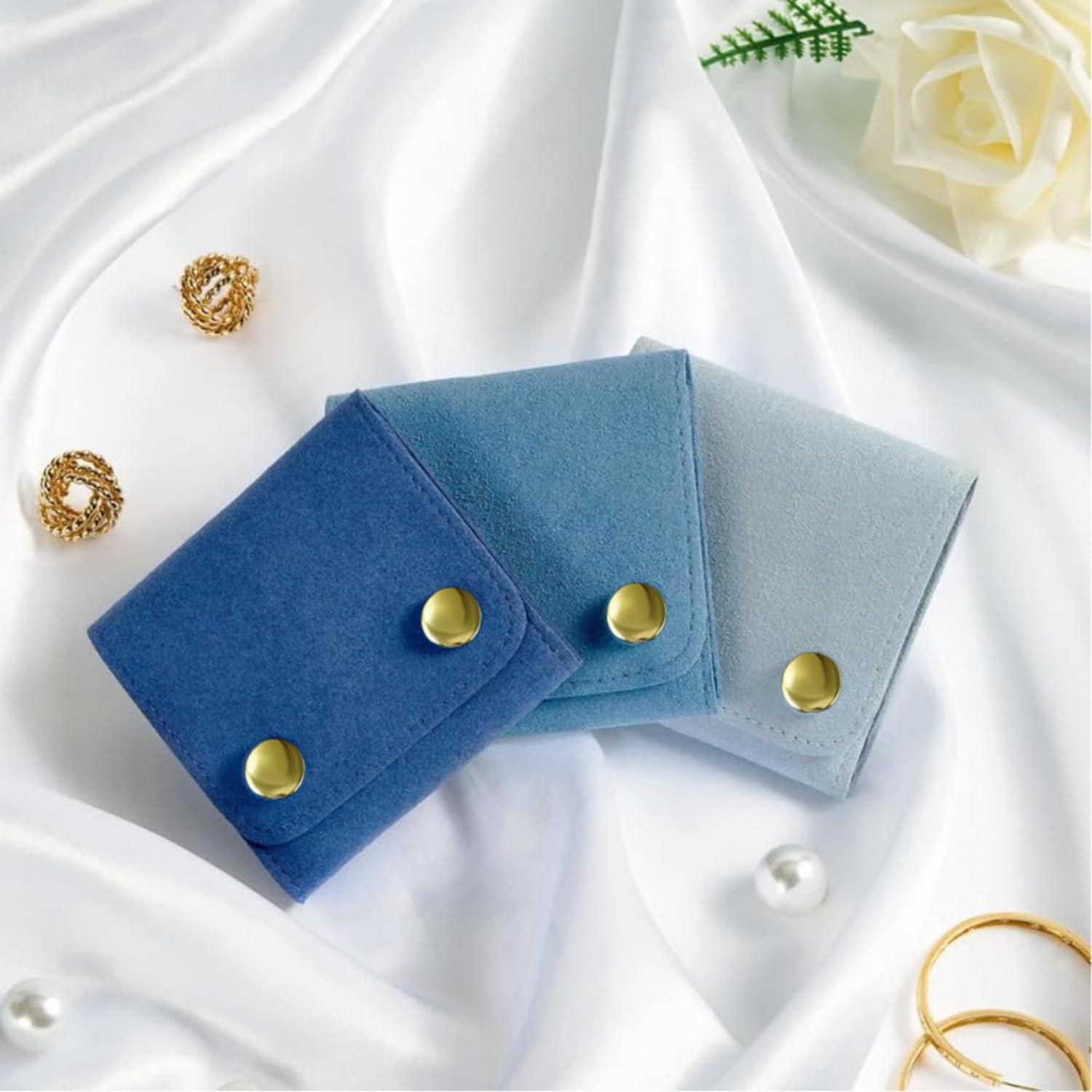 Bolsas de Joyería WSXBAGY Microfibra 3 Pcs 7.62cm Azul