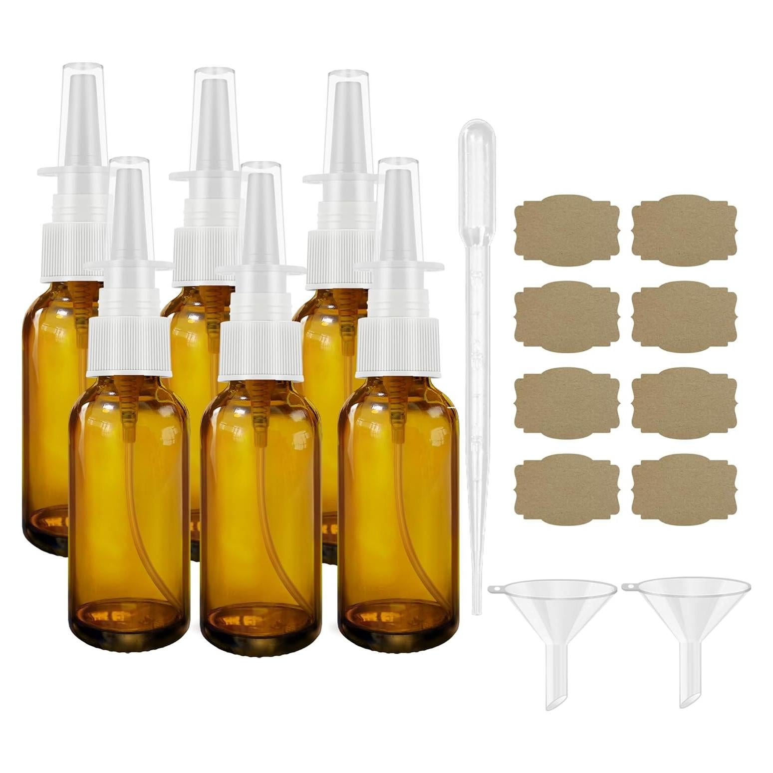 Botellas de Spray Nasal Vacías GIVAMEIHF 6Pcs 30ml Ámbar