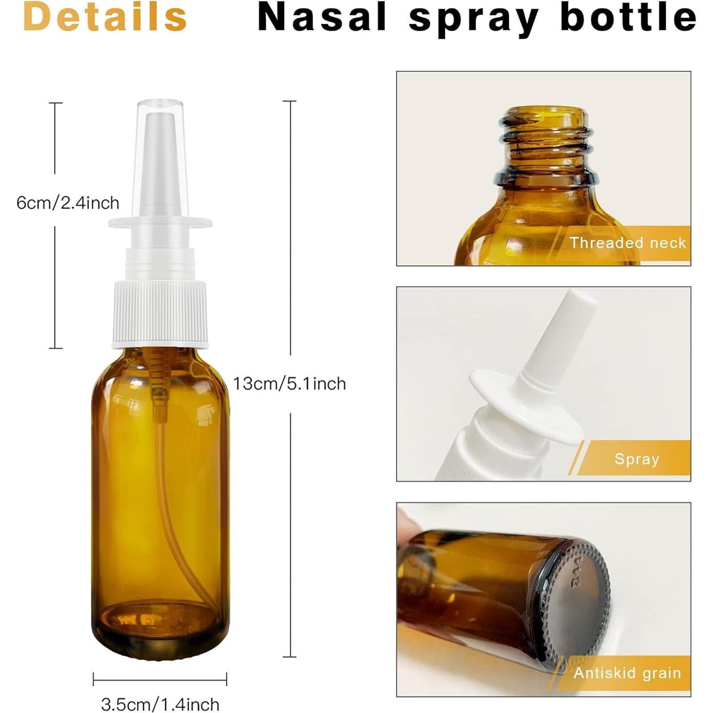 Botellas de Spray Nasal Vacías GIVAMEIHF 6Pcs 30ml Ámbar