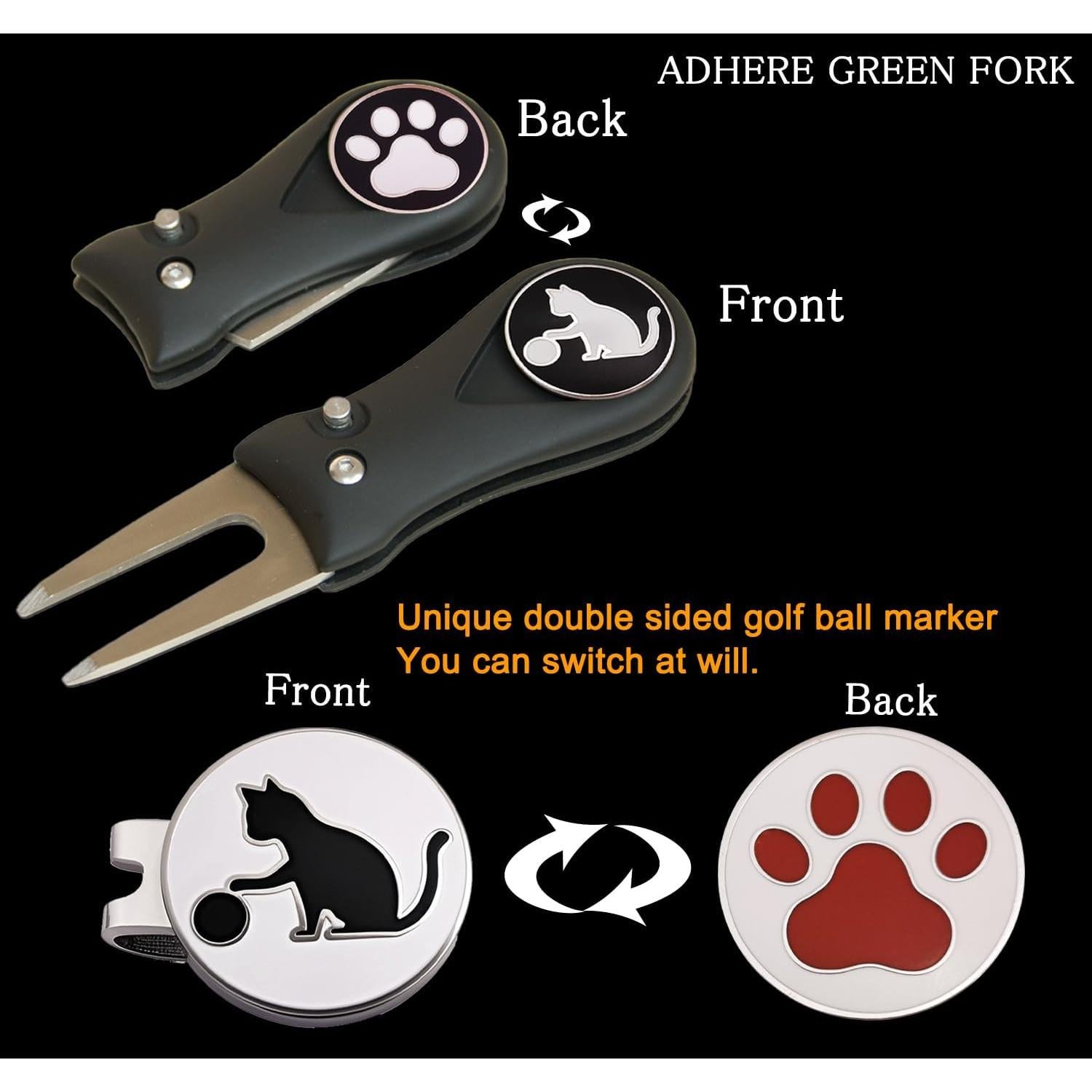 Marcadores de Pelotas de Golf Adhere Doble Cara con Clip Imán