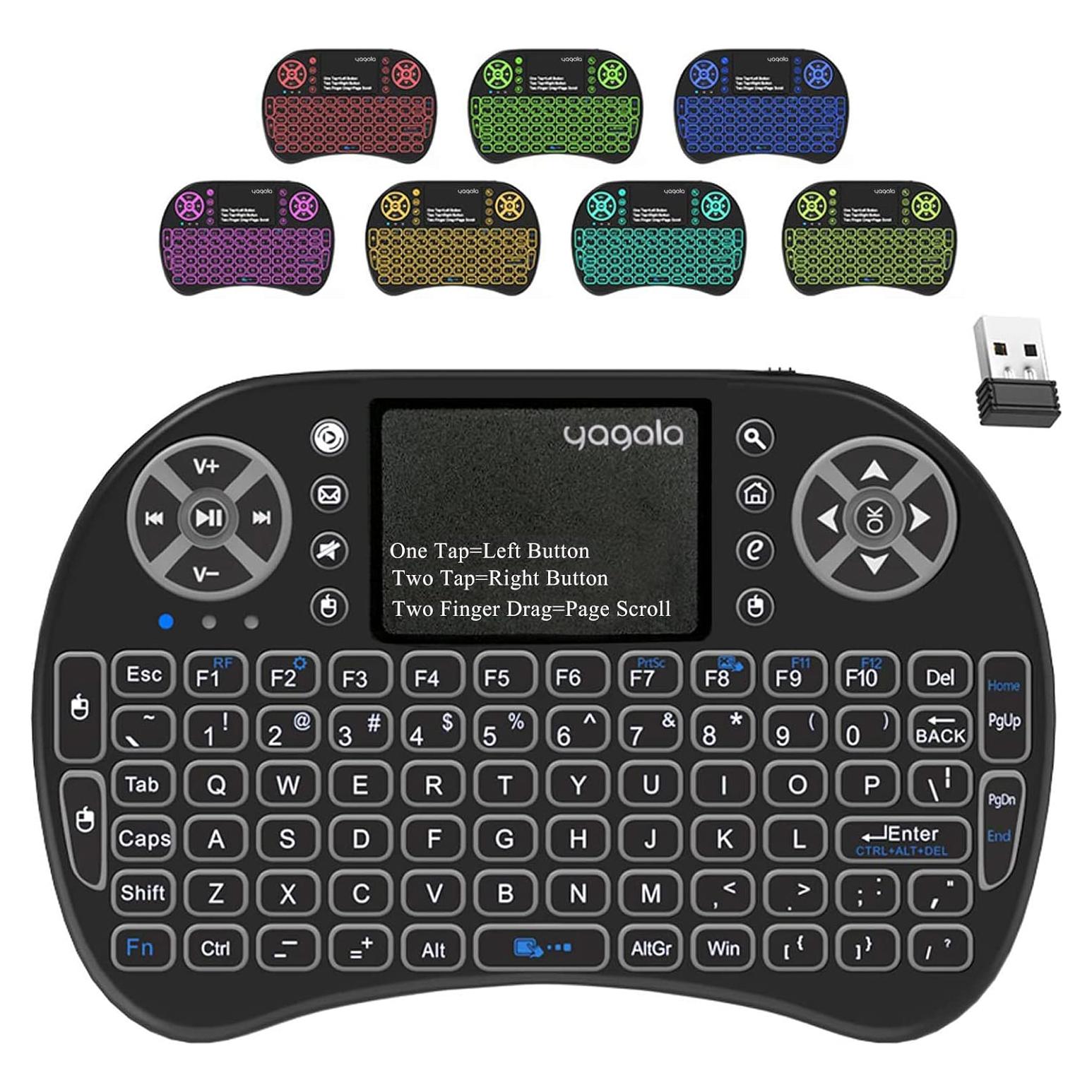 Teclado Mini Inalámbrico Junrui con Touchpad y Retroiluminación