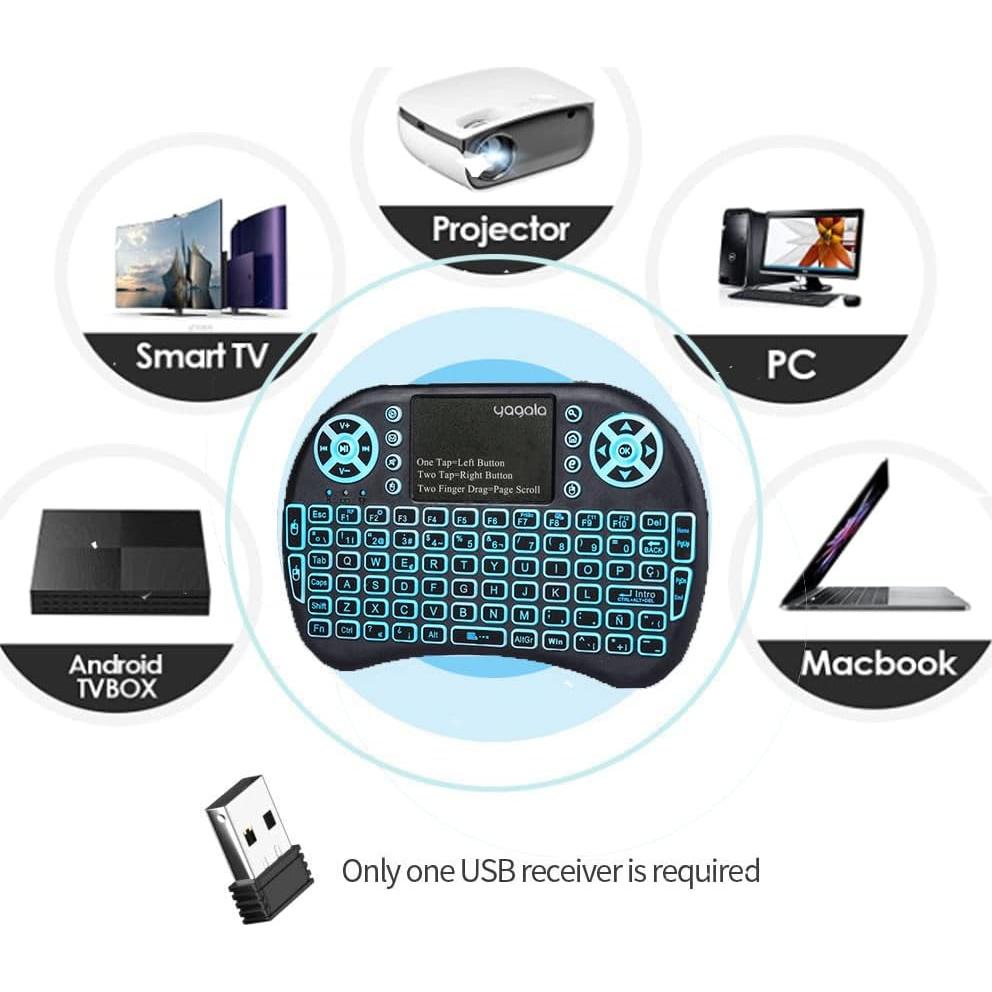 Teclado Mini Inalámbrico Junrui con Touchpad y Retroiluminación