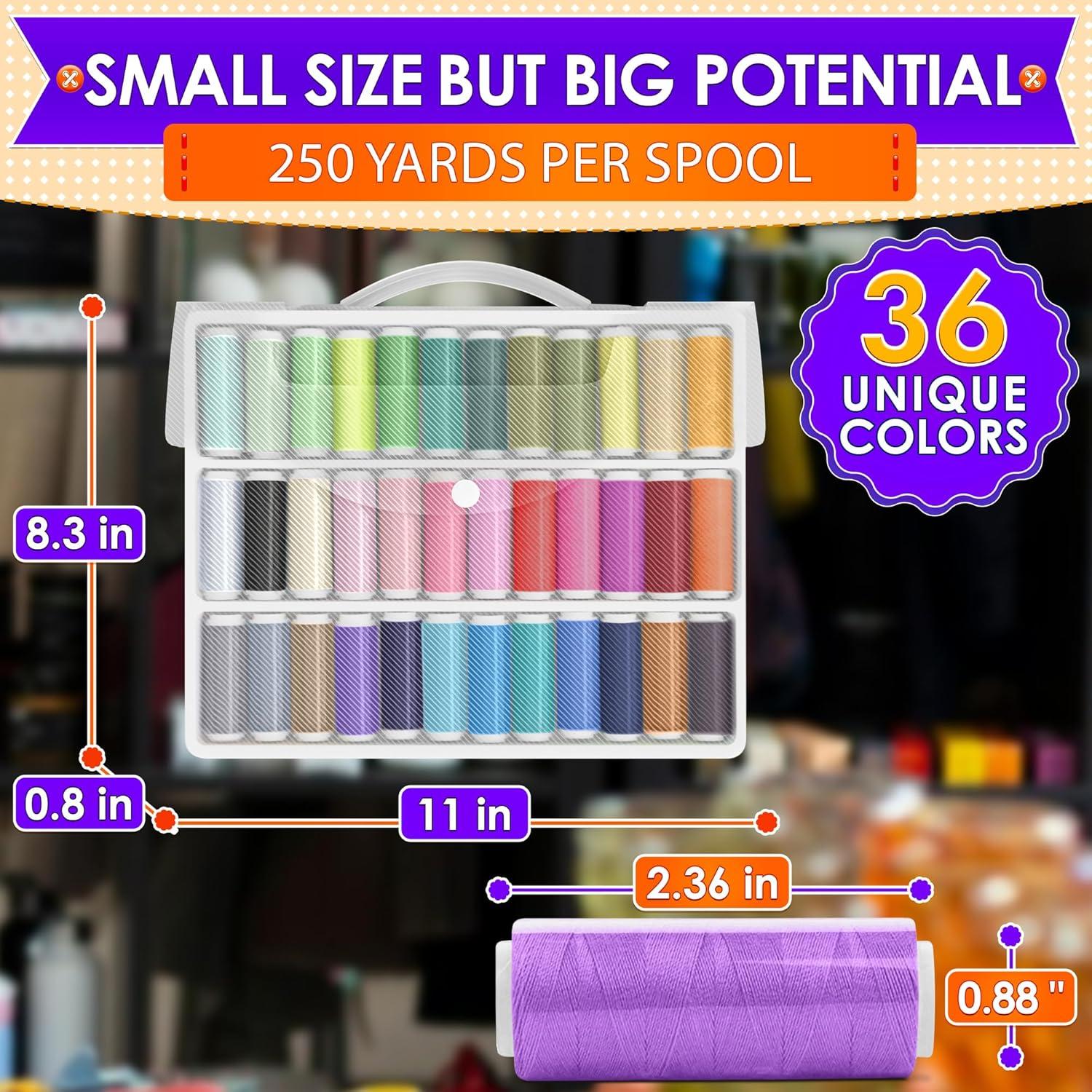 Juego de Hilos de Coser Luxbon 36 Colores 250 Yardas Poliester