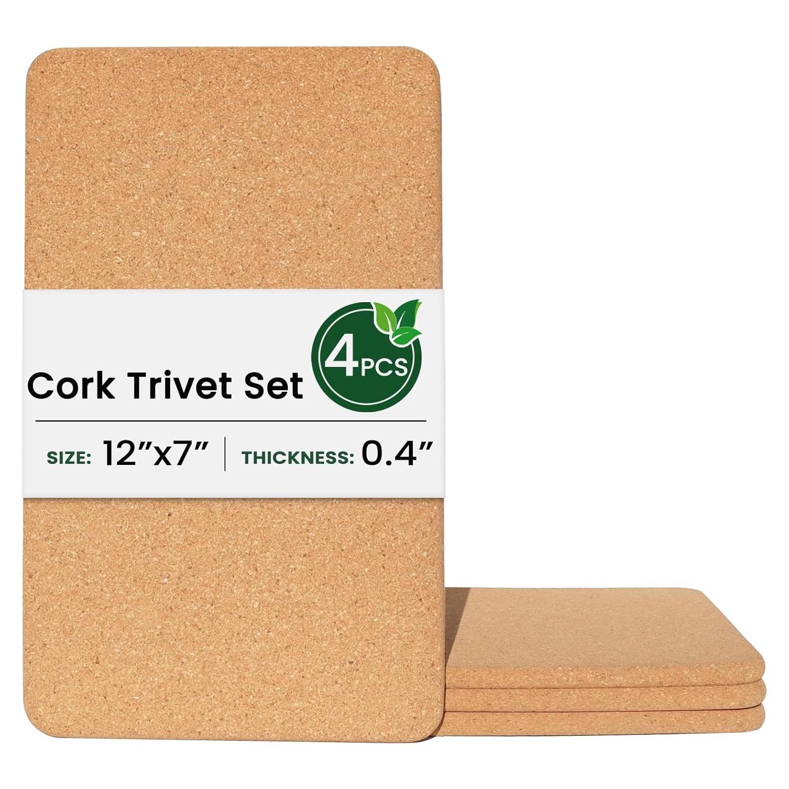 Trivetes de Corcho Grueso KITWILD 30.5x18 cm - 4 Pcs