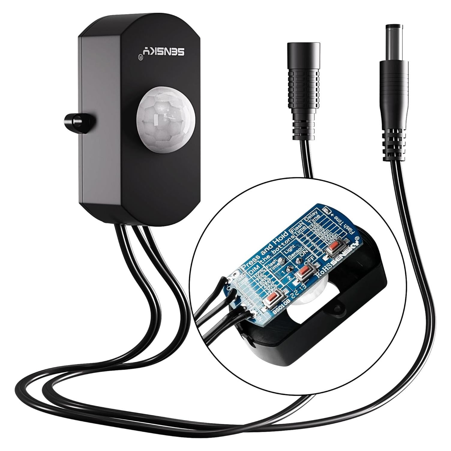 Interruptor Sensor de Movimiento PIR SENSKY BS010BB 12V/24V Dimmable