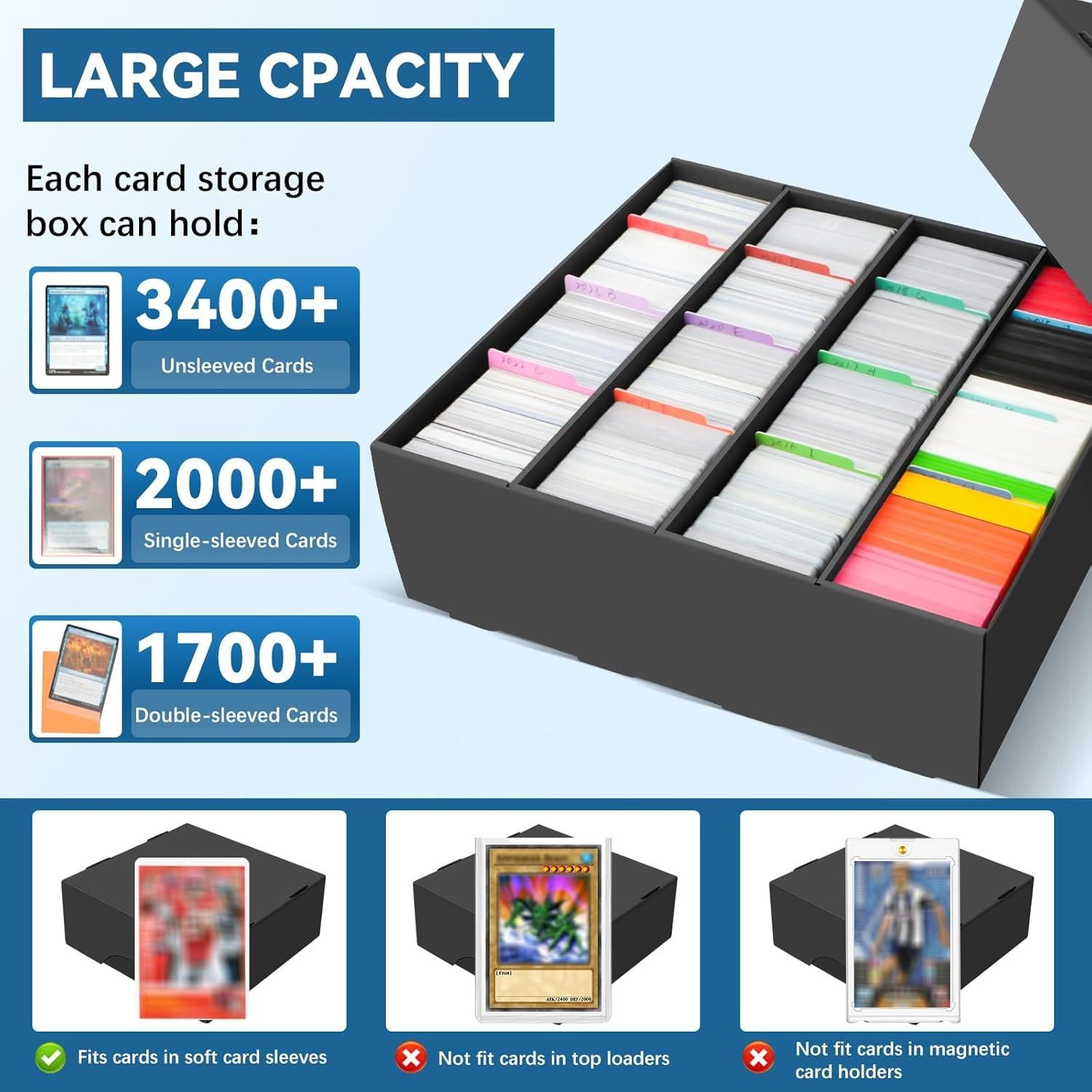 Caja de Almacenamiento de Cartas AOBOPLE 4 Filas 3400+ Cartas