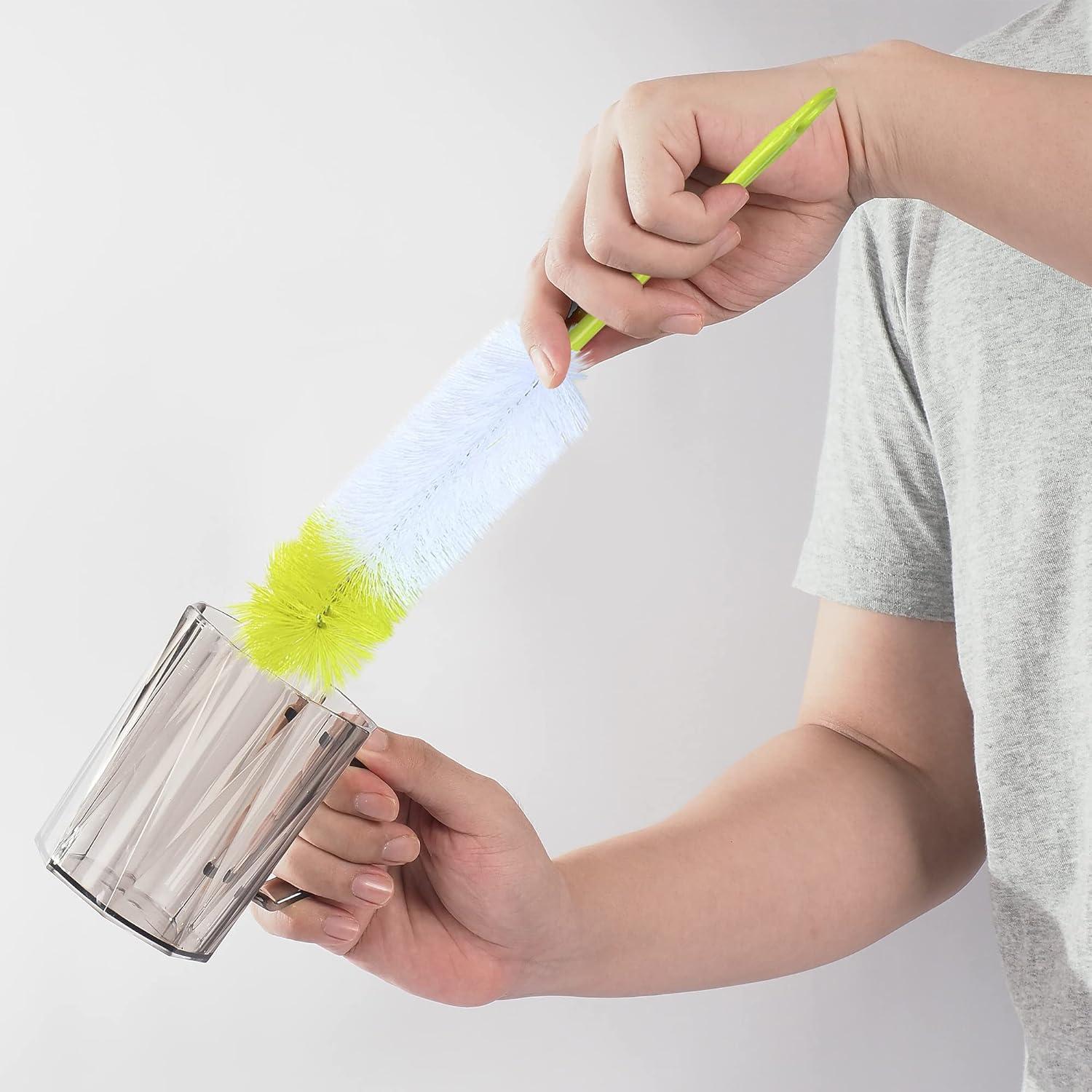 ANDALUS Set of 5 Long Bottle Brush, Straw Cleaner & More - Brushes for Water Bottles, Straws, Lids - for Narrow Neck Bottles - Cleaning Supplies Kit for Glass, Baby Bottles, Canning Supplies