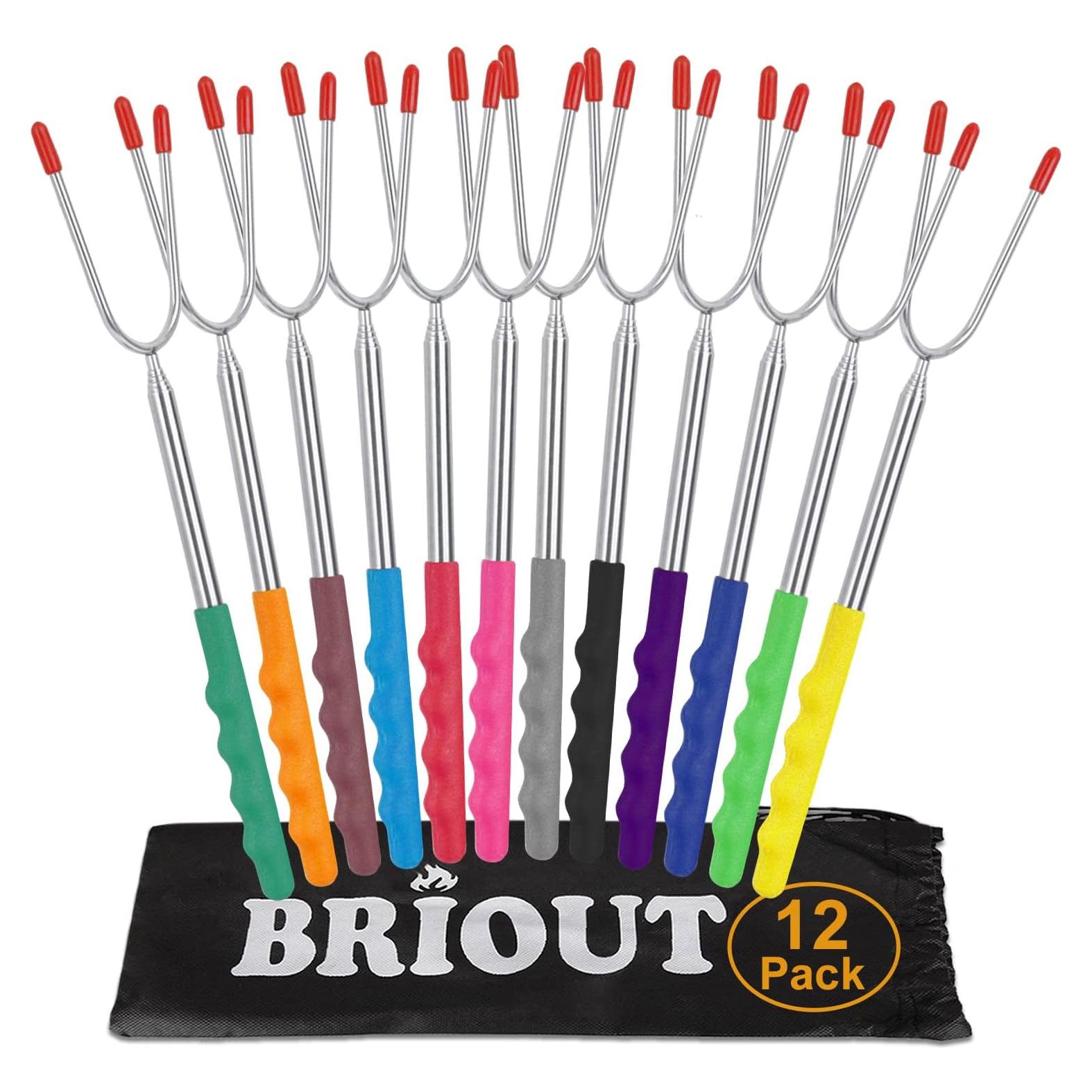 Palitos para Asar Malvaviscos Briout 12 Pcs 114 cm Acero Inoxidable