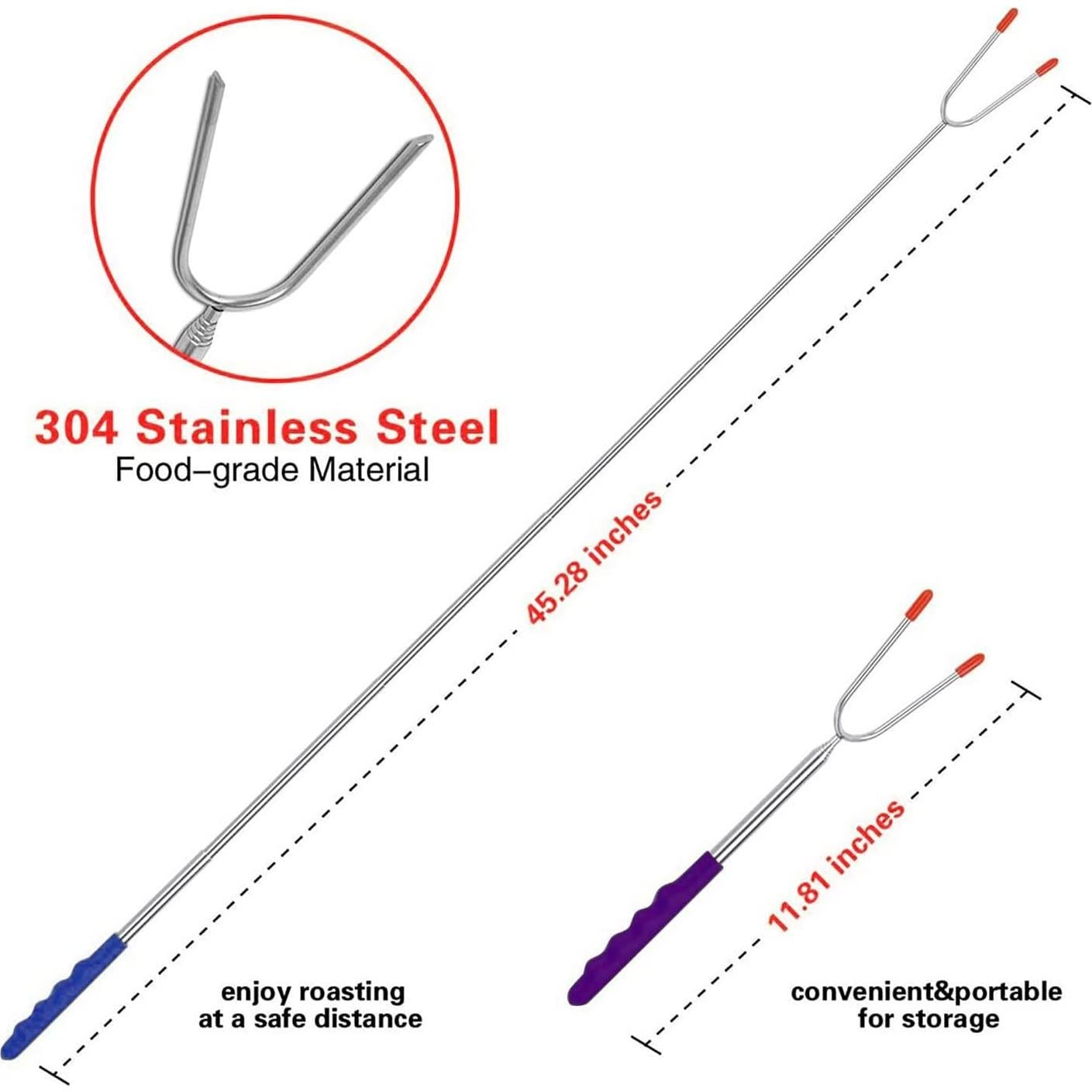 Palitos para Asar Malvaviscos Briout 12 Pcs 114 cm Acero Inoxidable