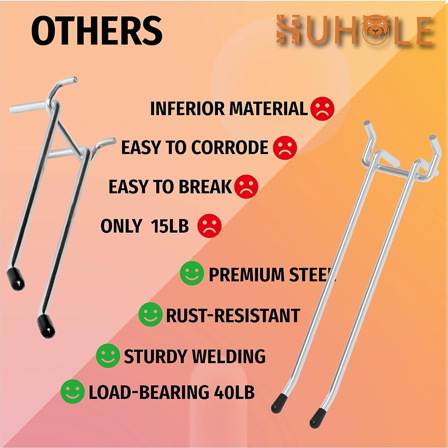 Ganchos de Tablero de Clavos HUHOLE 10PC 10.16 cm Alta Resistencia