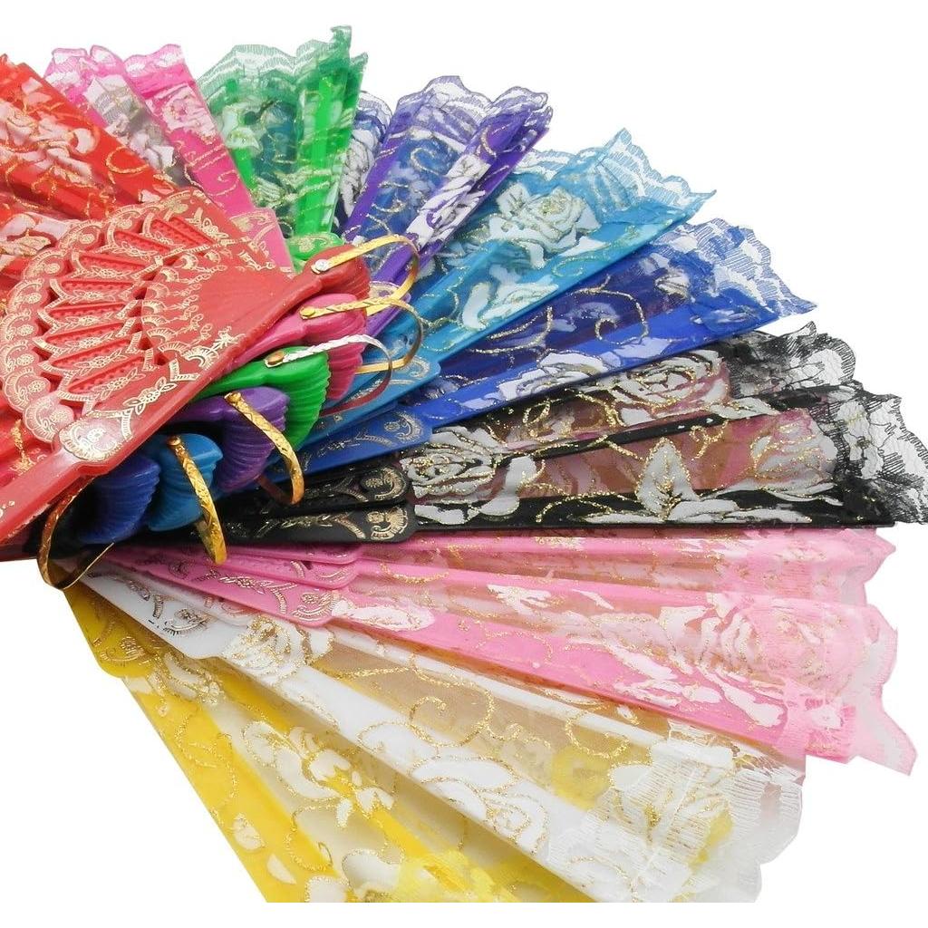 Abanico Plegable TrendBox Vintage Rosa Encaje 10 Colores