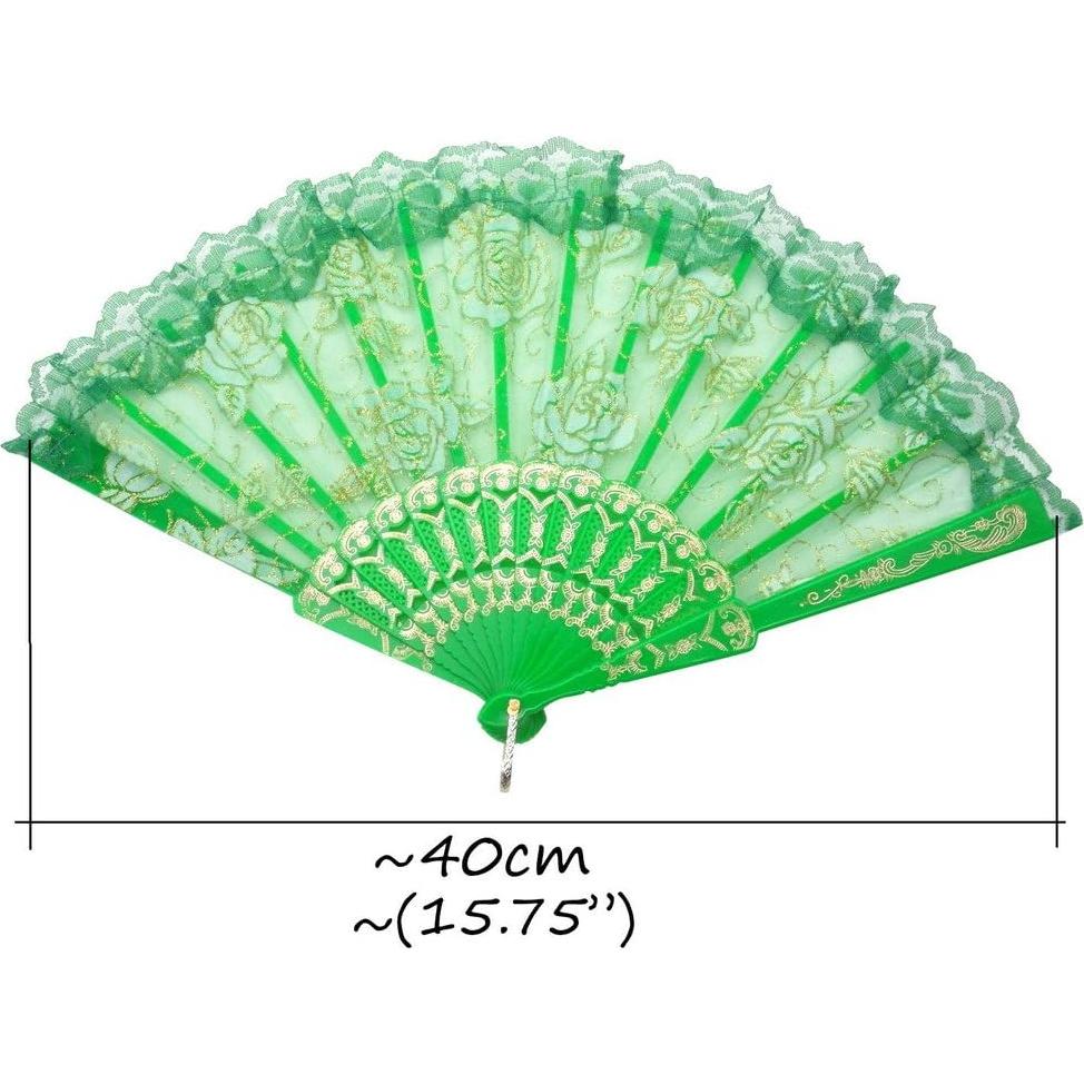 Abanico Plegable TrendBox Vintage Rosa Encaje 10 Colores