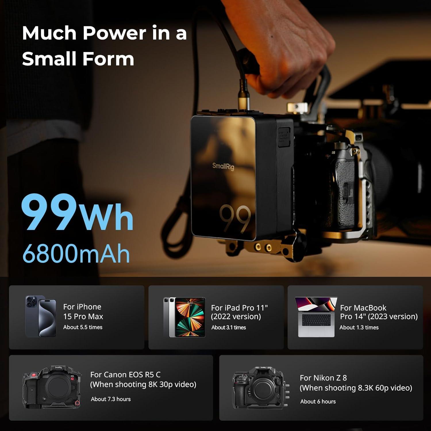 Batería V Mount SmallRig VB99 Pro 99Wh 6800mAh 100W