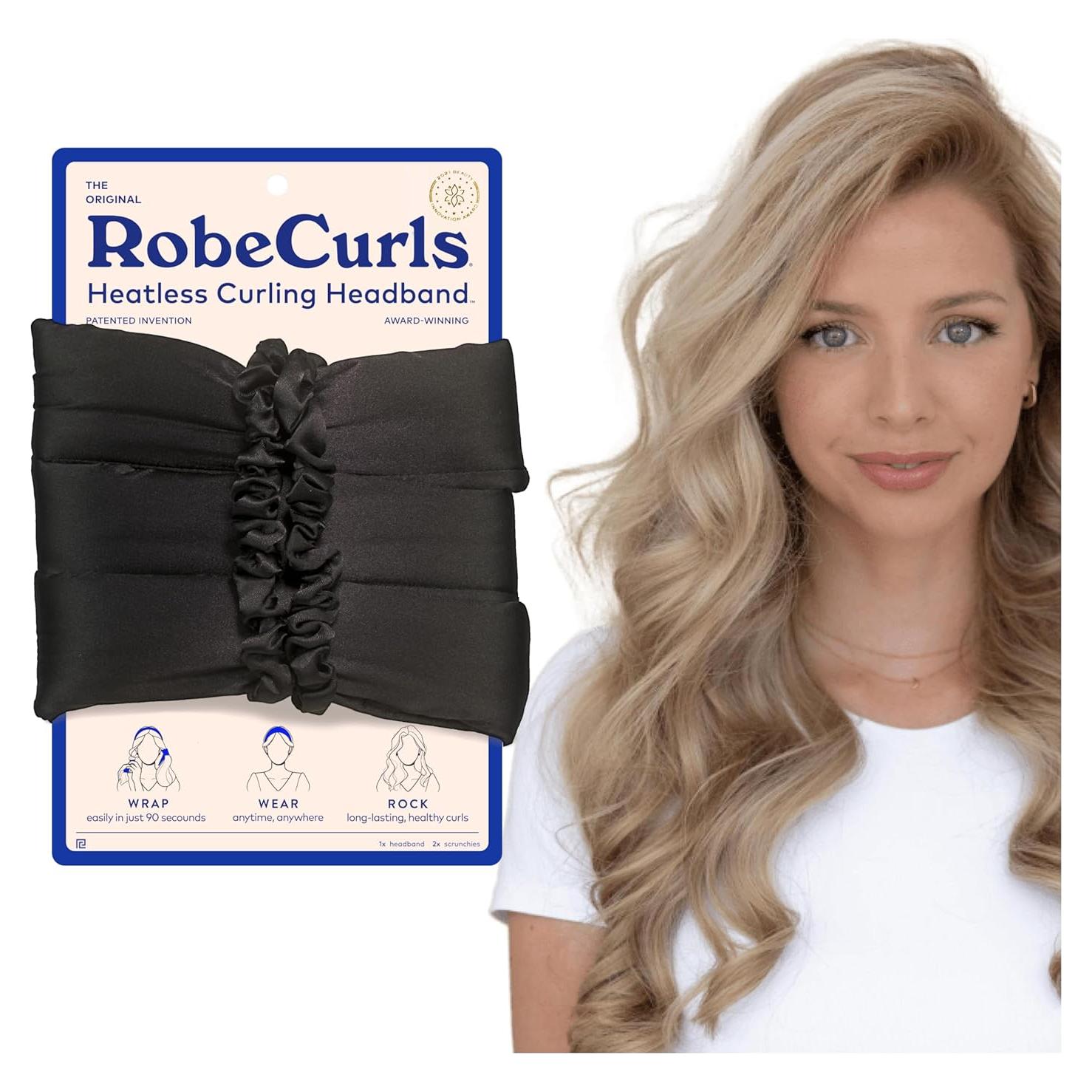 Rizador de Cabello Sin Calor RobeCurls Diadema Negra 88.9 cm