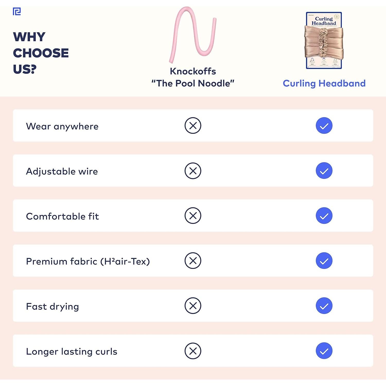 Rizador de Cabello Sin Calor RobeCurls Diadema Negra 88.9 cm