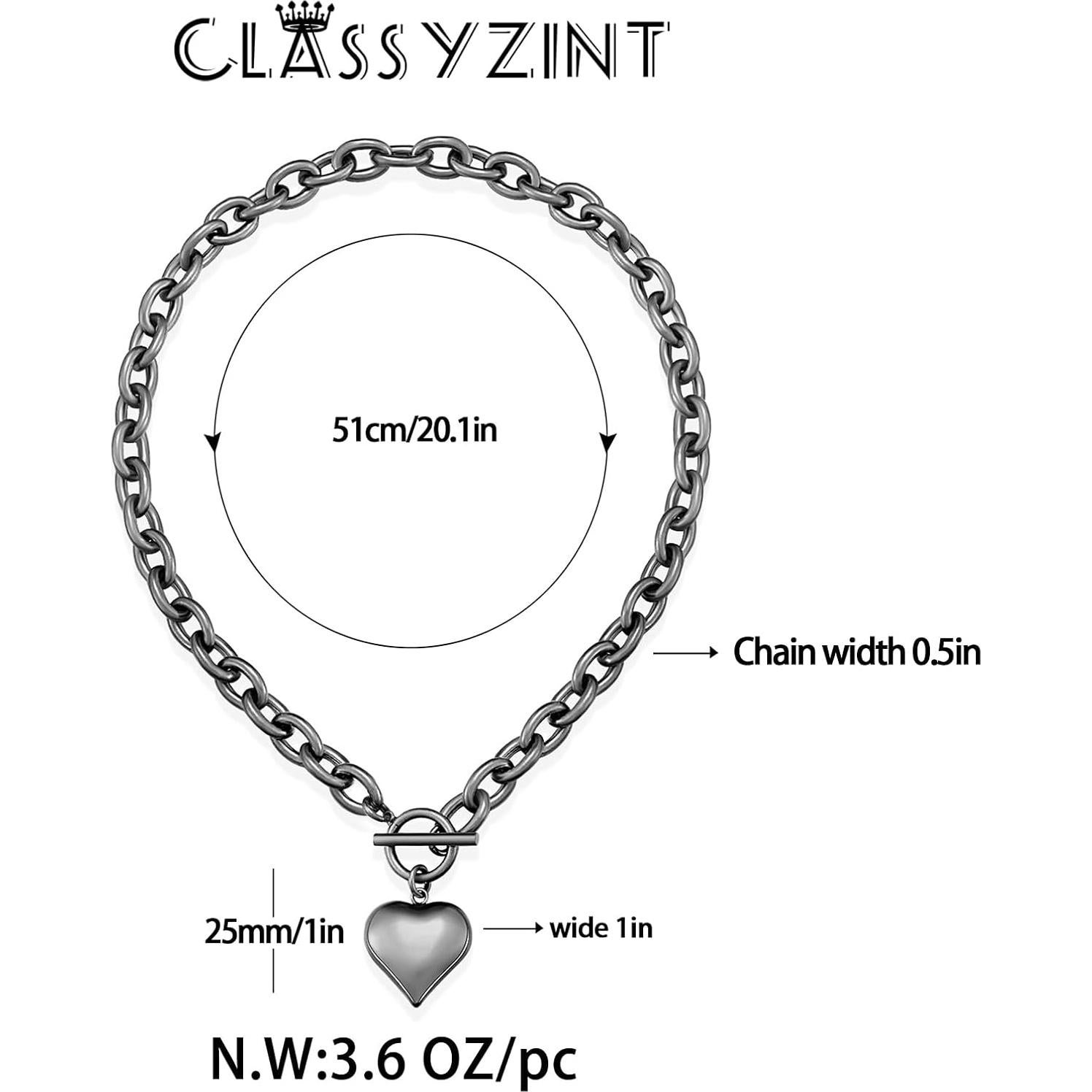 Collar Chunky de Oro 18K con Colgante de Corazón para Mujeres