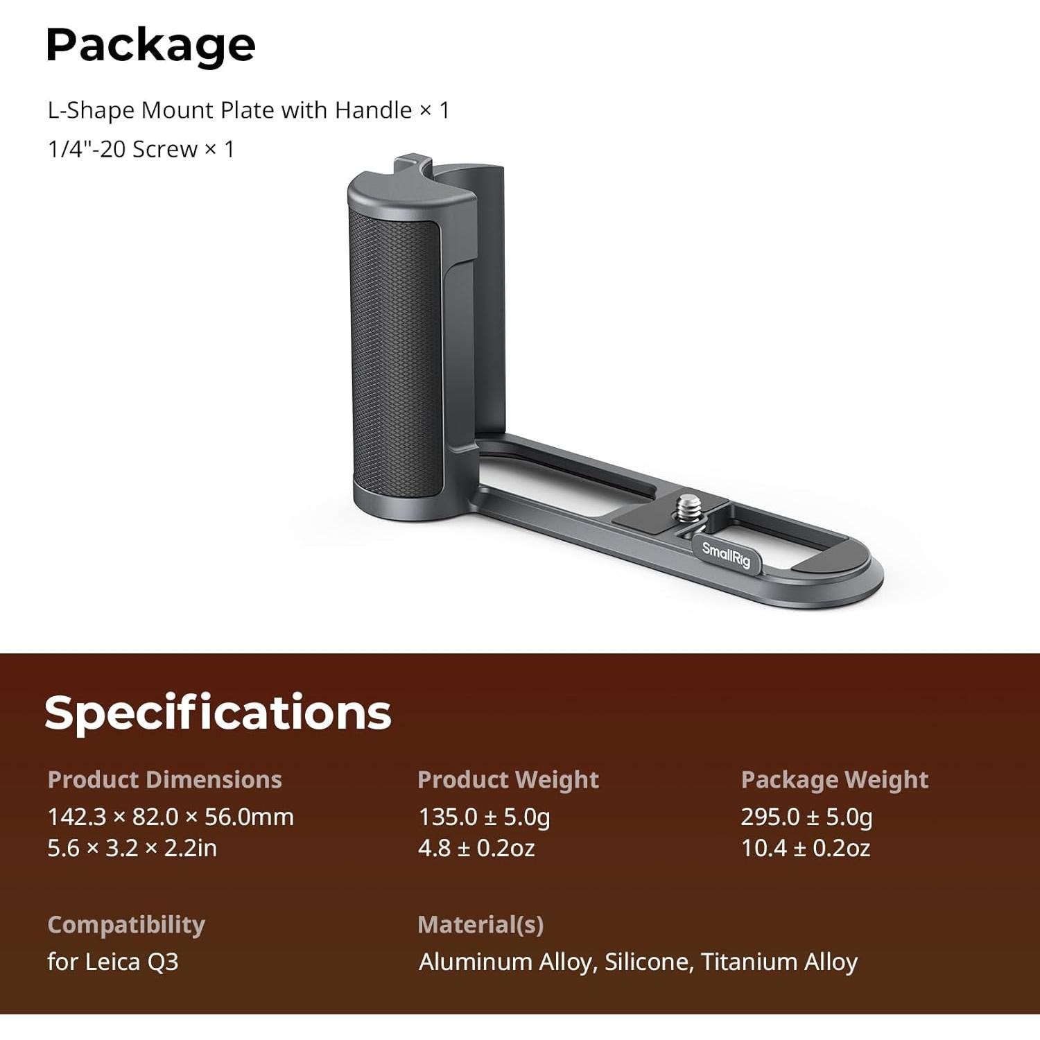Mango en L SmallRig para Leica Q3 con Placa Rápida