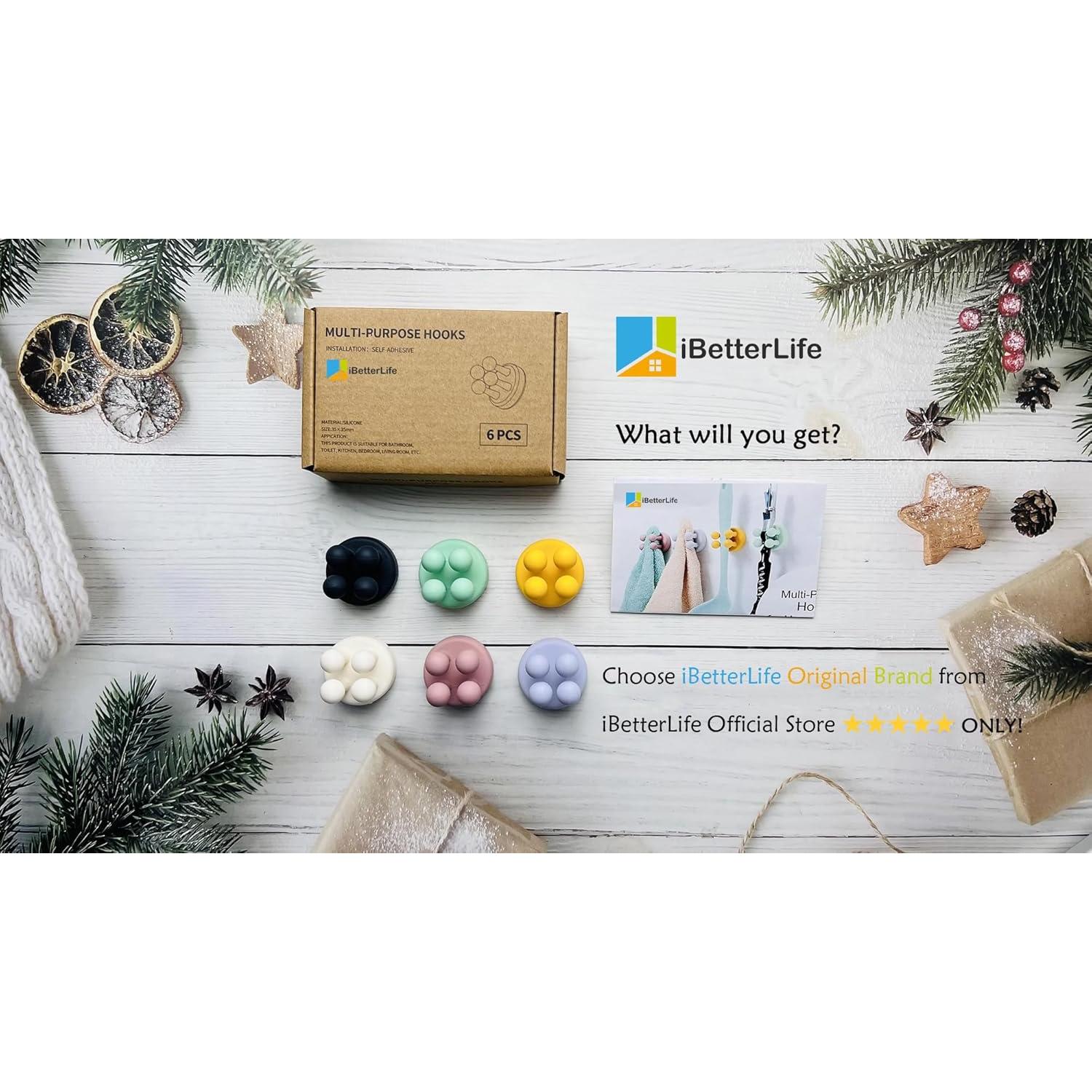 Soporte de Afeitar Autoadhesivo iBetterLife - 6 Ganchos para Baño y Cocina