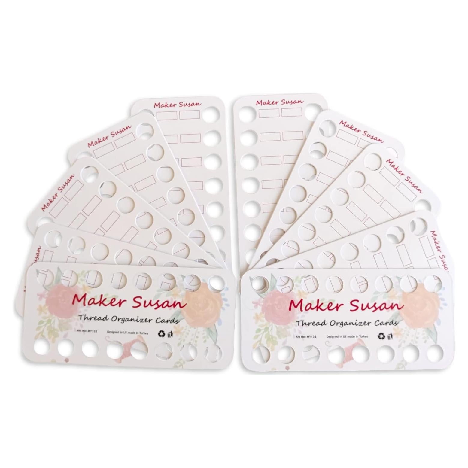 Organizador de Hilo de Bordado Maker Susan - 10 Tarjetas de Cartón