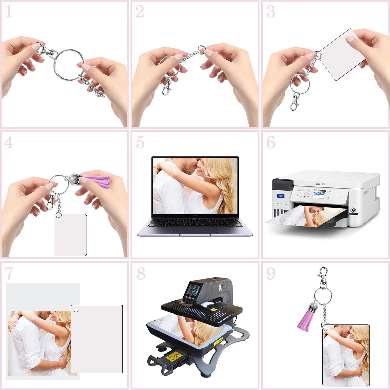 Blanks de Llaveros de Sublimación Fesorsi 210 Piezas MDF