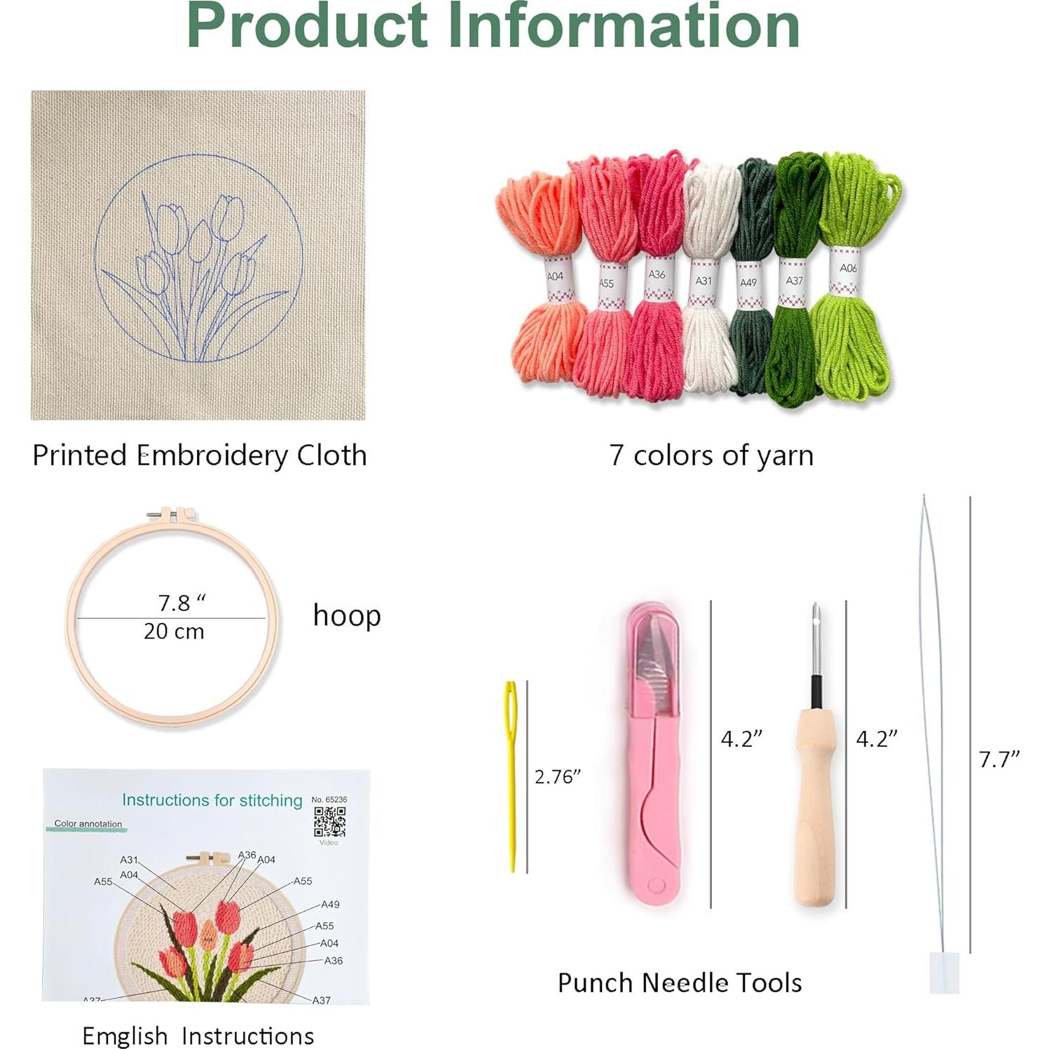 Kit de Bordado Punch Needle Myfelicity Tulipán Vintage