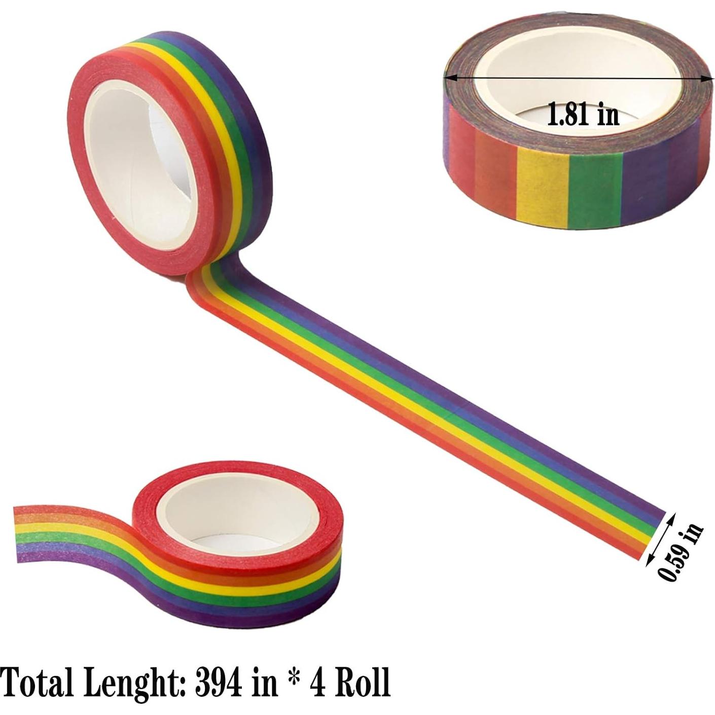 Cinta Washi Arcoíris DERAYEE - 4 Rollos Decorativos 11 Yards