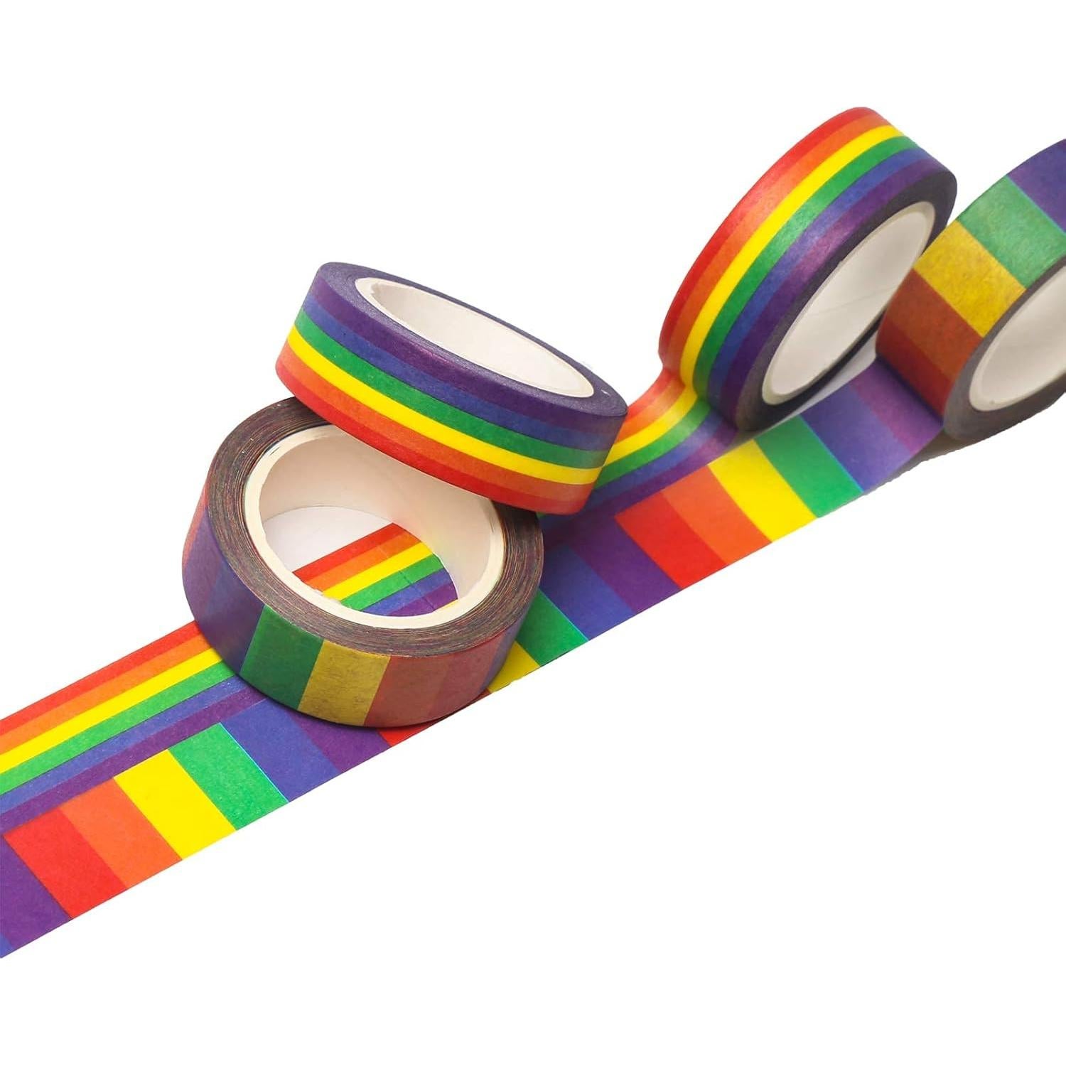 Cinta Washi Arcoíris DERAYEE - 4 Rollos Decorativos 11 Yards