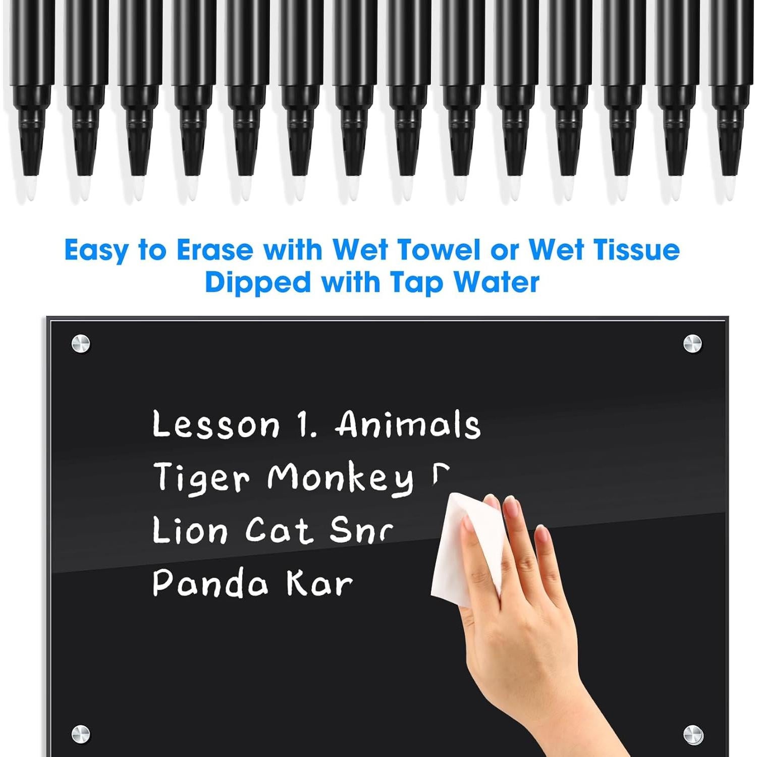 Marcadores de Tiza Líquida Blancos OORAII - 14 Unidades, Punta Fina 1mm