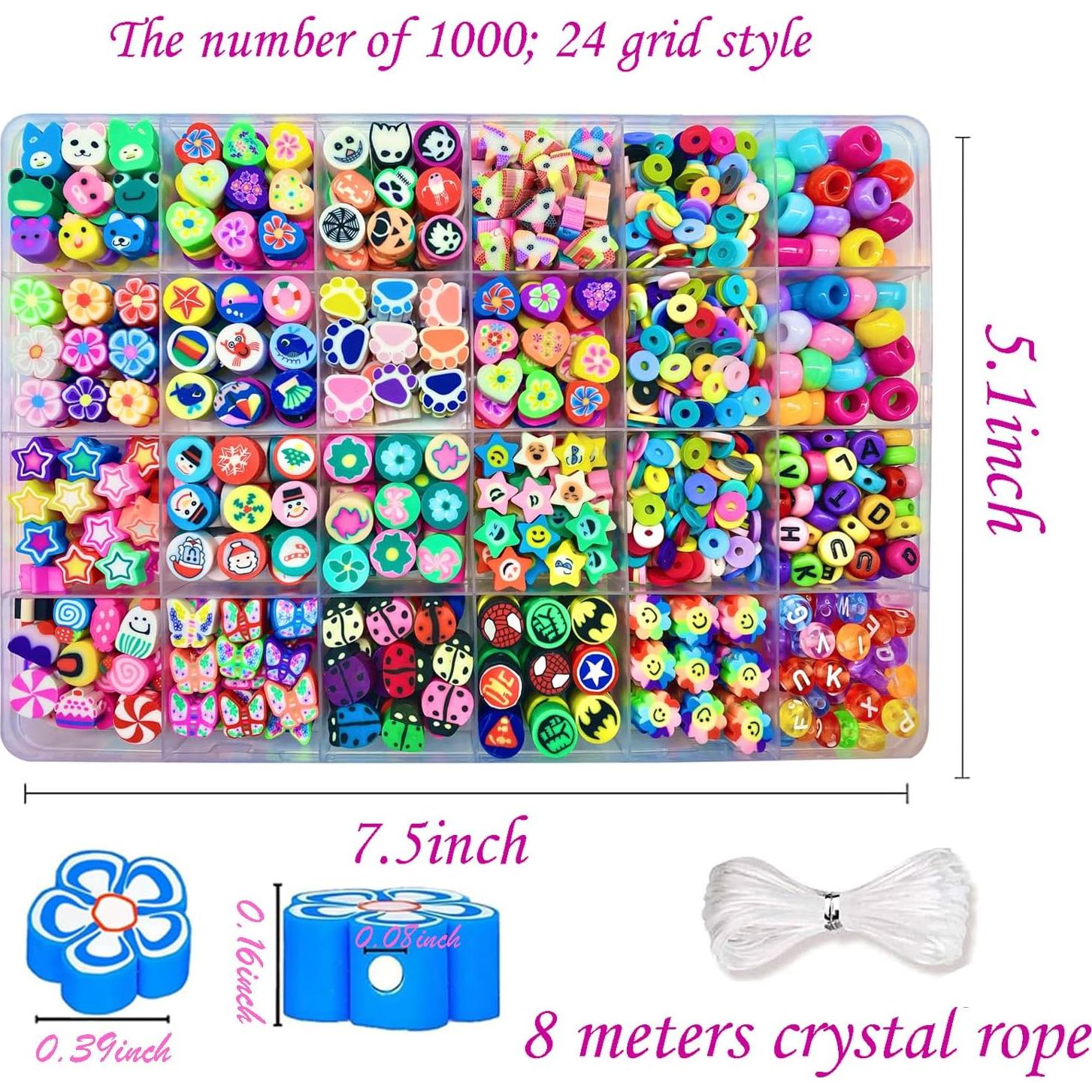 Kit de Pulseras HHOOMY 1000 Piezas Cuentas de Arcilla