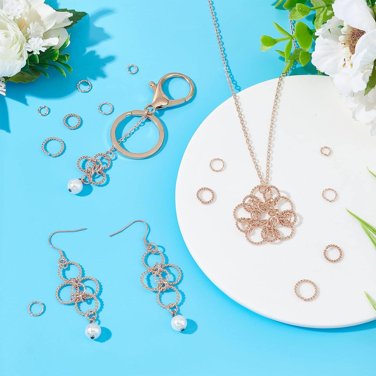 Anillos de Salto Abiertos UNICRAFTALE 60 Pcs Acero Inoxidable Rosa Dorado