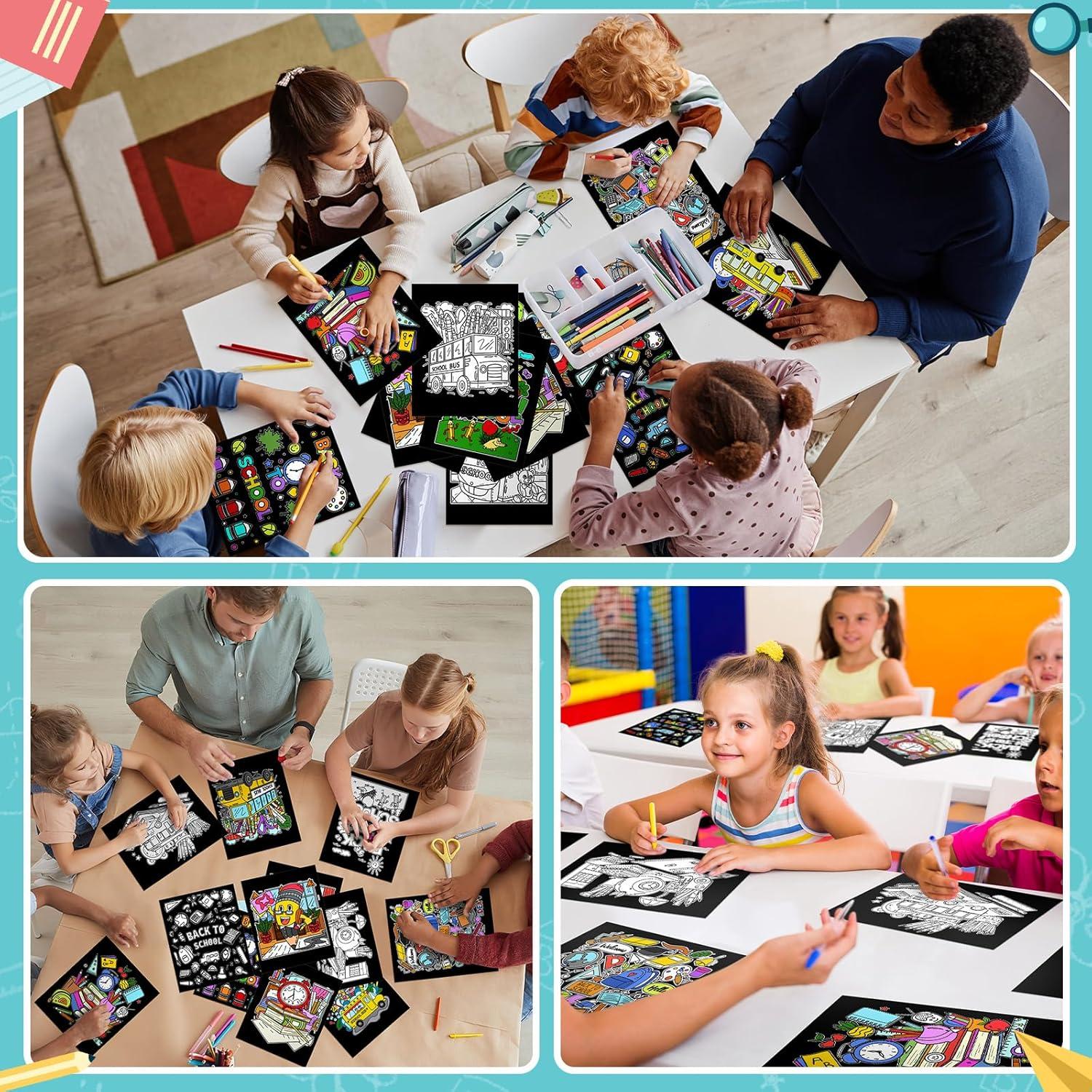 48 Pósteres de Colorear Terciopelo Moinchore Regreso a Clases